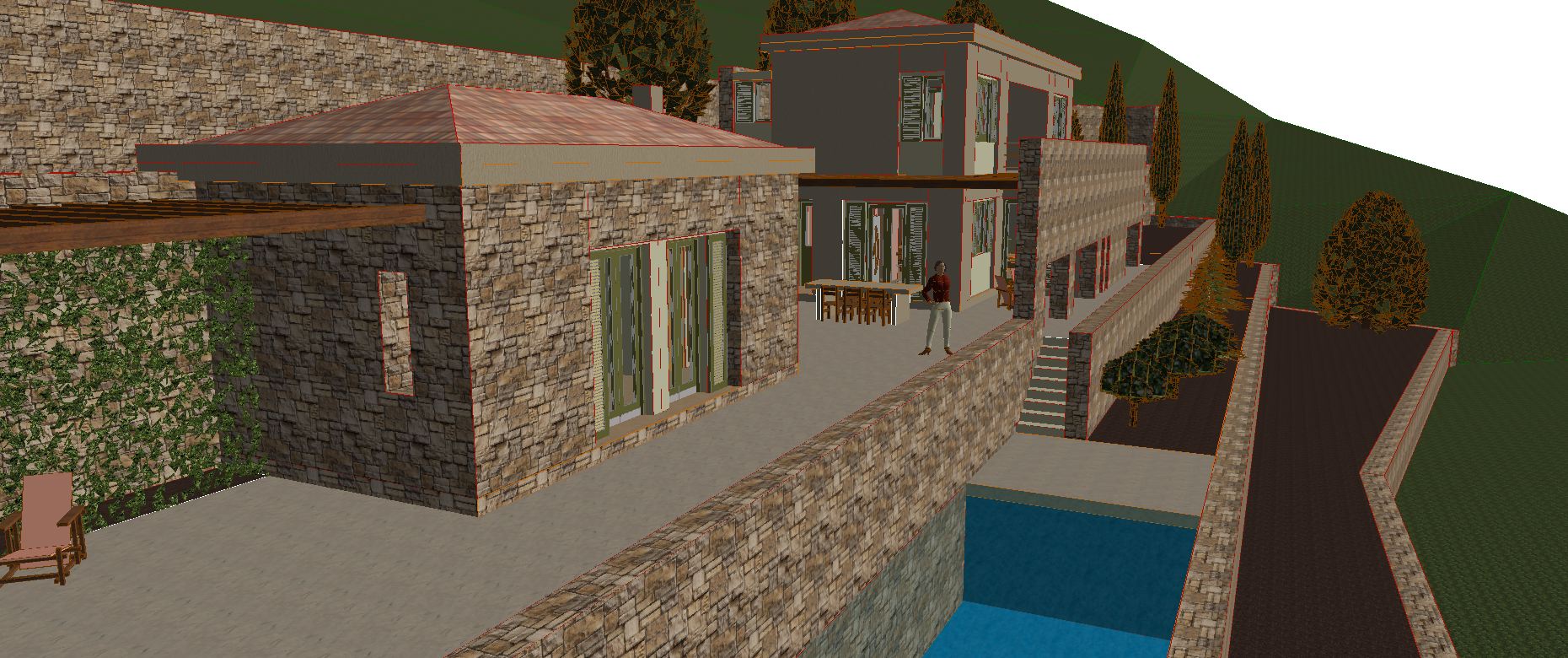 Digital design of house on land for sale in Ithaca Greece Perachori