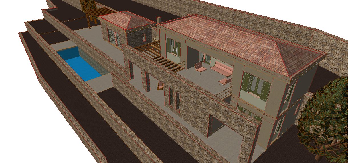 Digital design of house on land for sale in Ithaca Greece Perachori