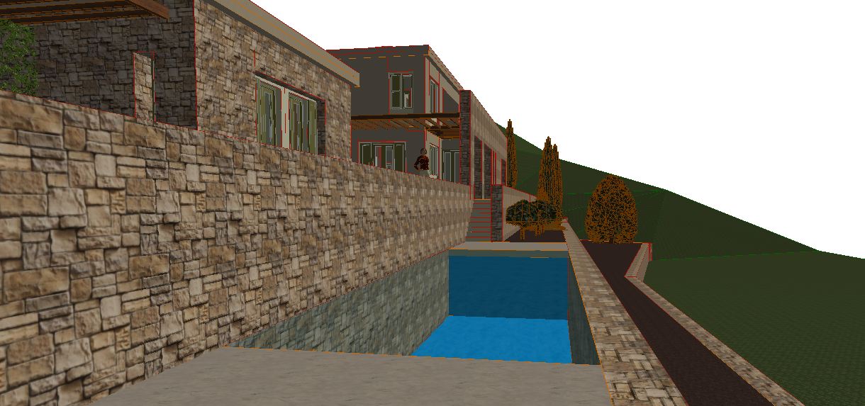 Digital design of house on land for sale in Ithaca Greece Perachori
