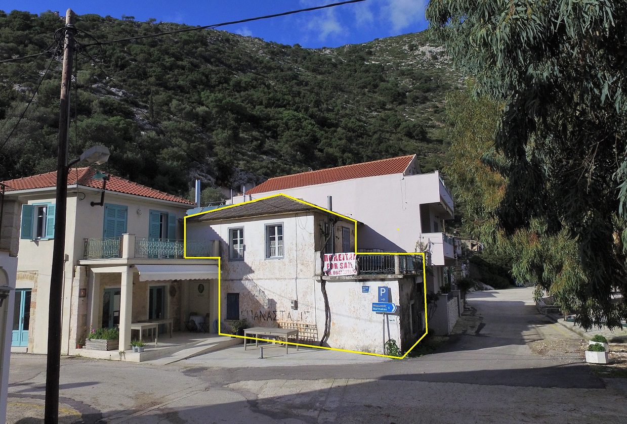 Aerial view of house for sale in Ithaca Greece Frikes