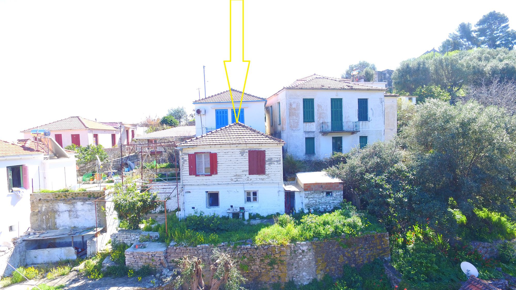 Aerial view of house for sale in Ithaca Greece
