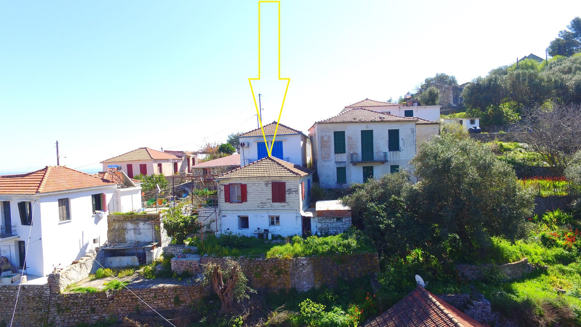 Aerial view of house for sale in Ithaca Greece