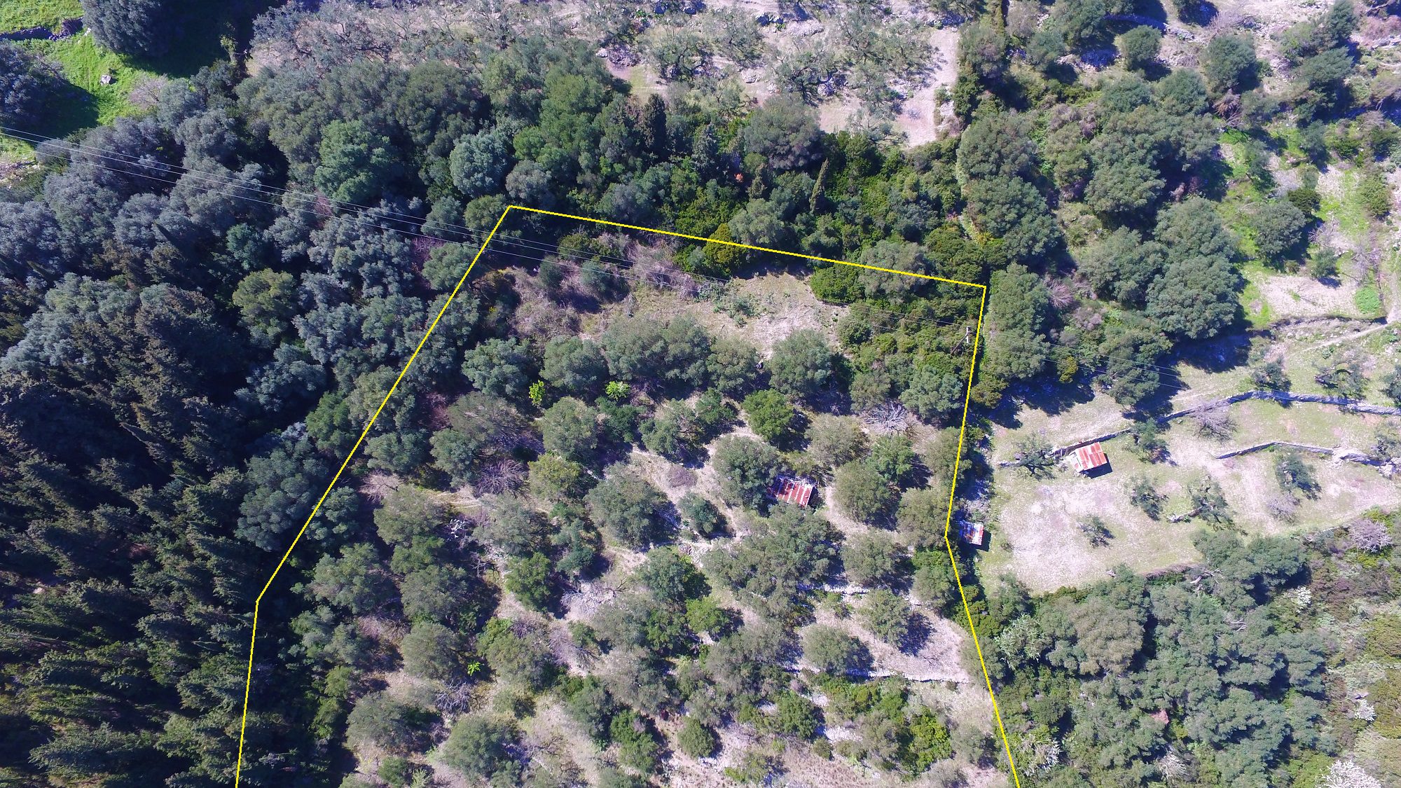 Aerial view and border of land for sale Ithaca Greece