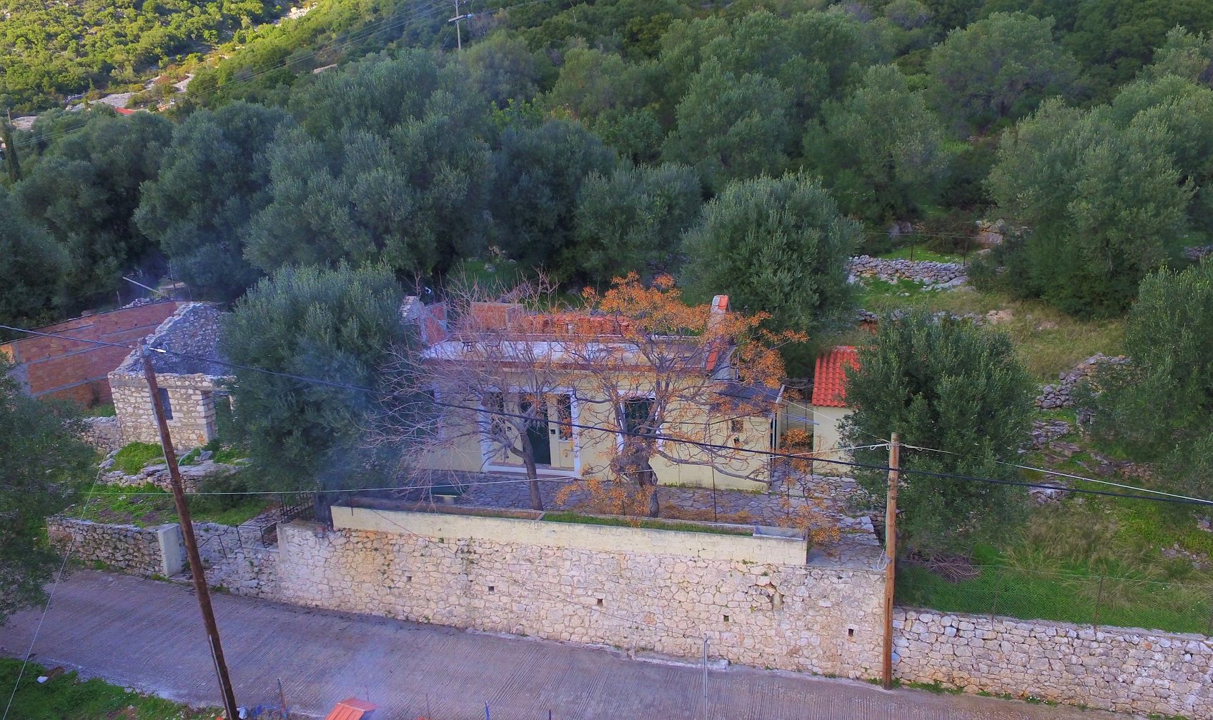Aerial view and border of land for sale in Ithaca Greece Ag.Ioannis