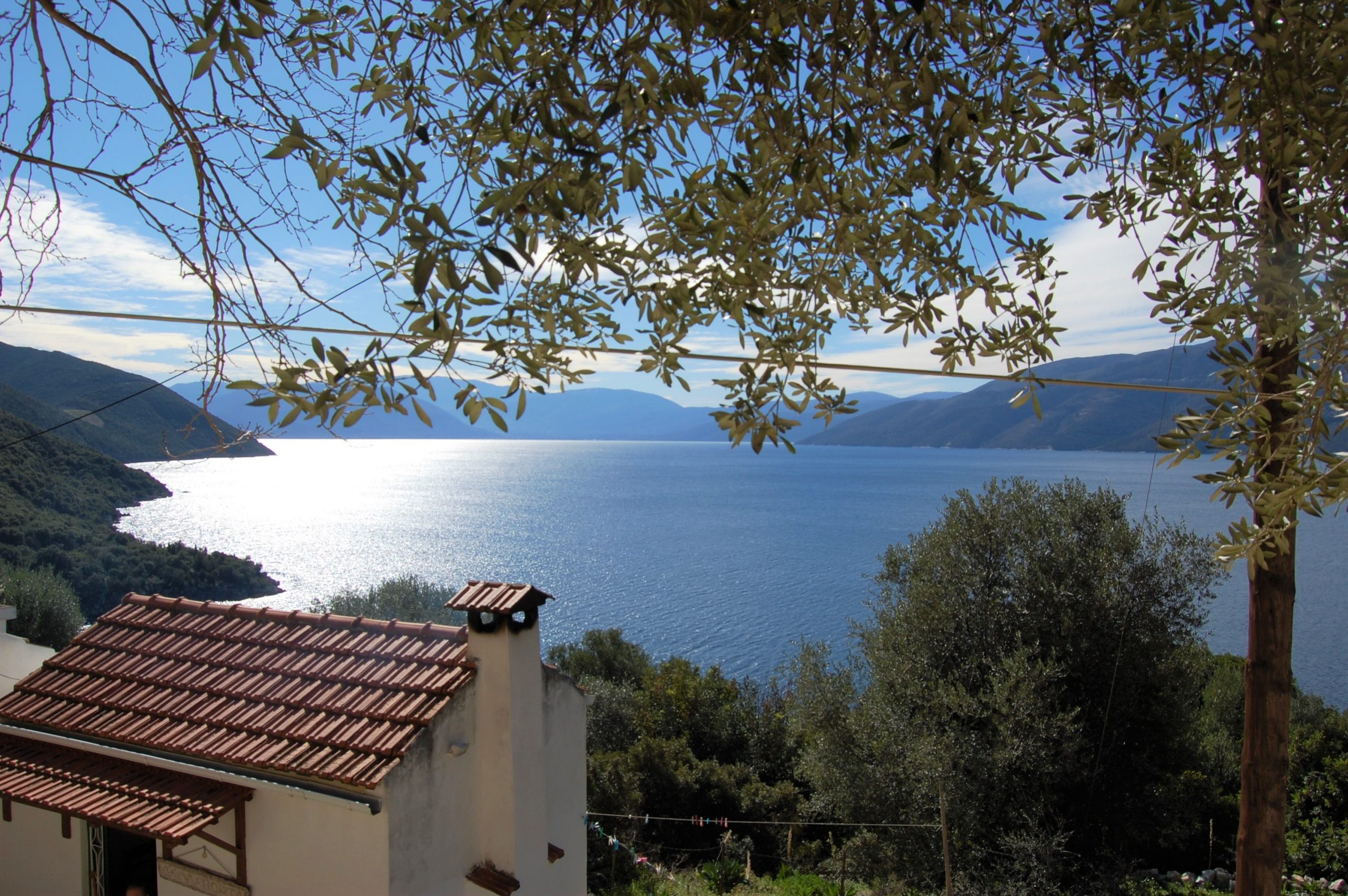 Landscape and terrain and sea view of land for sale Ithaca Greece