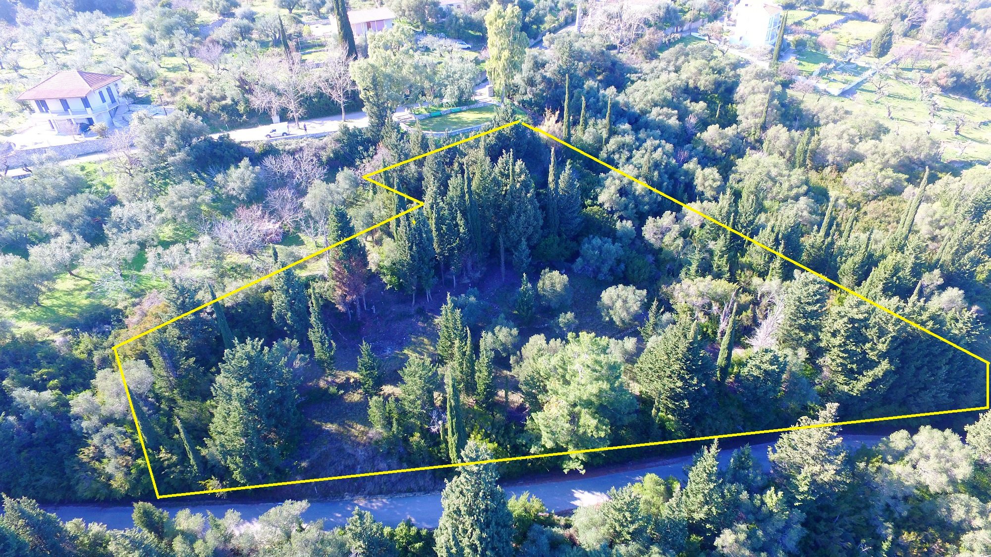 Aerial view of land for sale Ithaca Greece