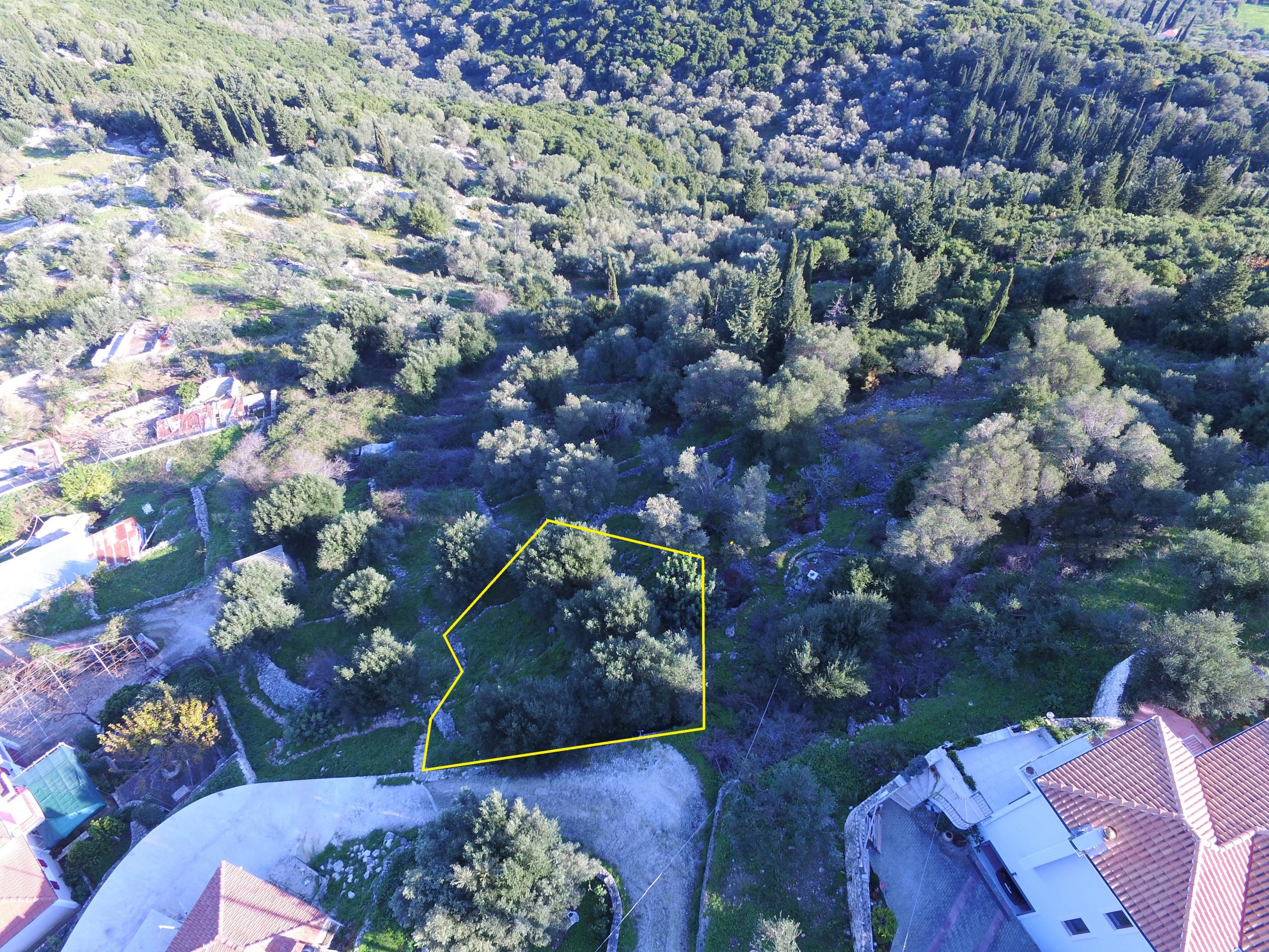 Aerial view of land for sale Ithaca Greece
