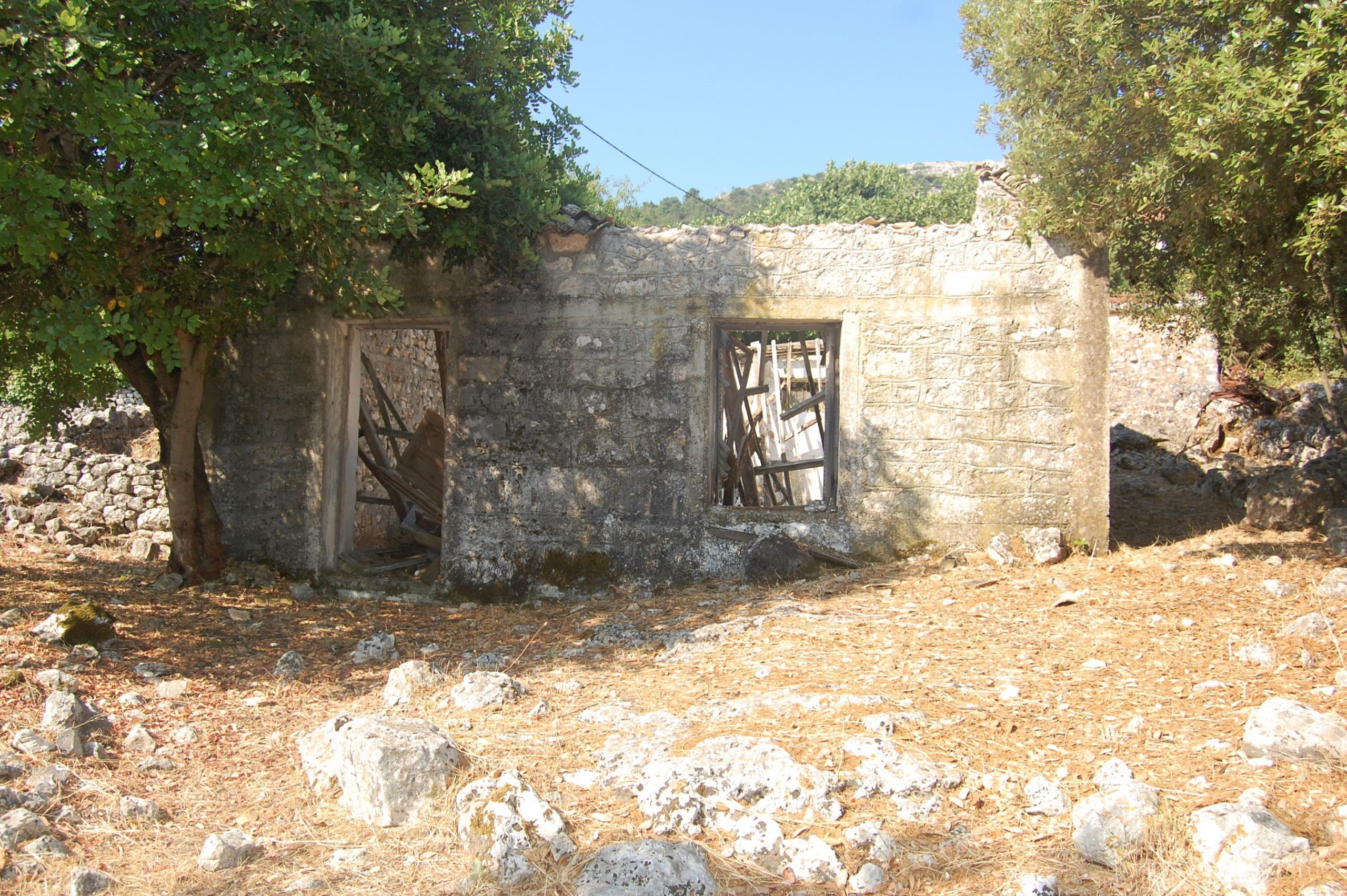 Exterior view of ruins and house for sale in Ithaca Greece