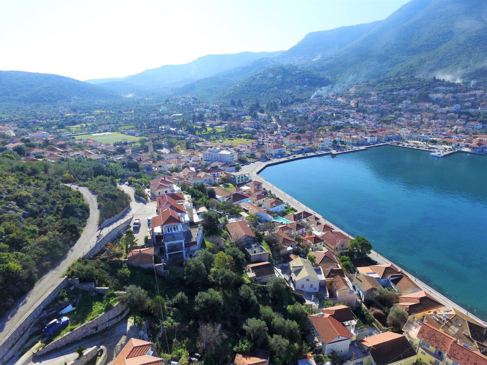Aerial view of land for sale in Ithaca Greece
