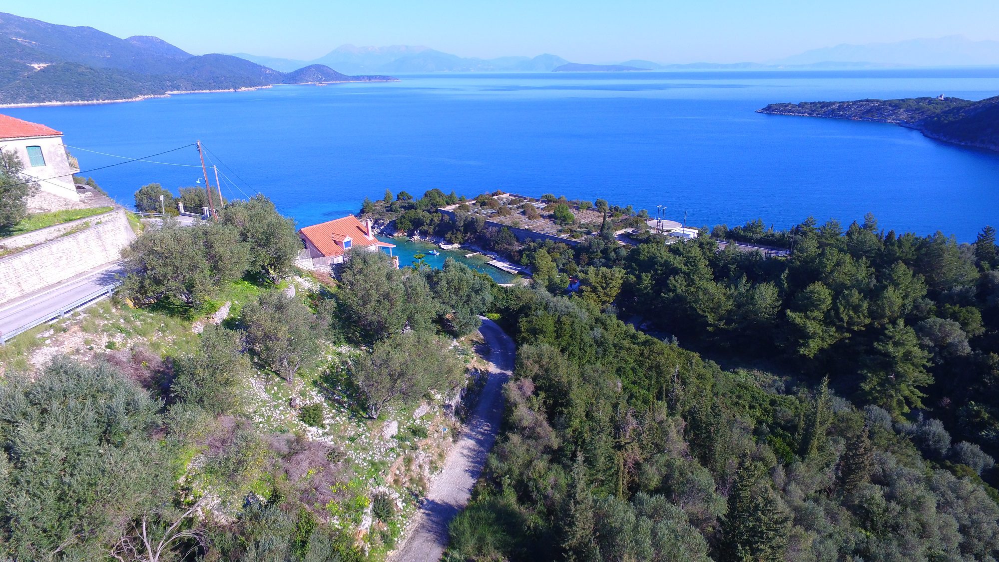 Aerial view of land for sale in Ithaca Greece, Kioni