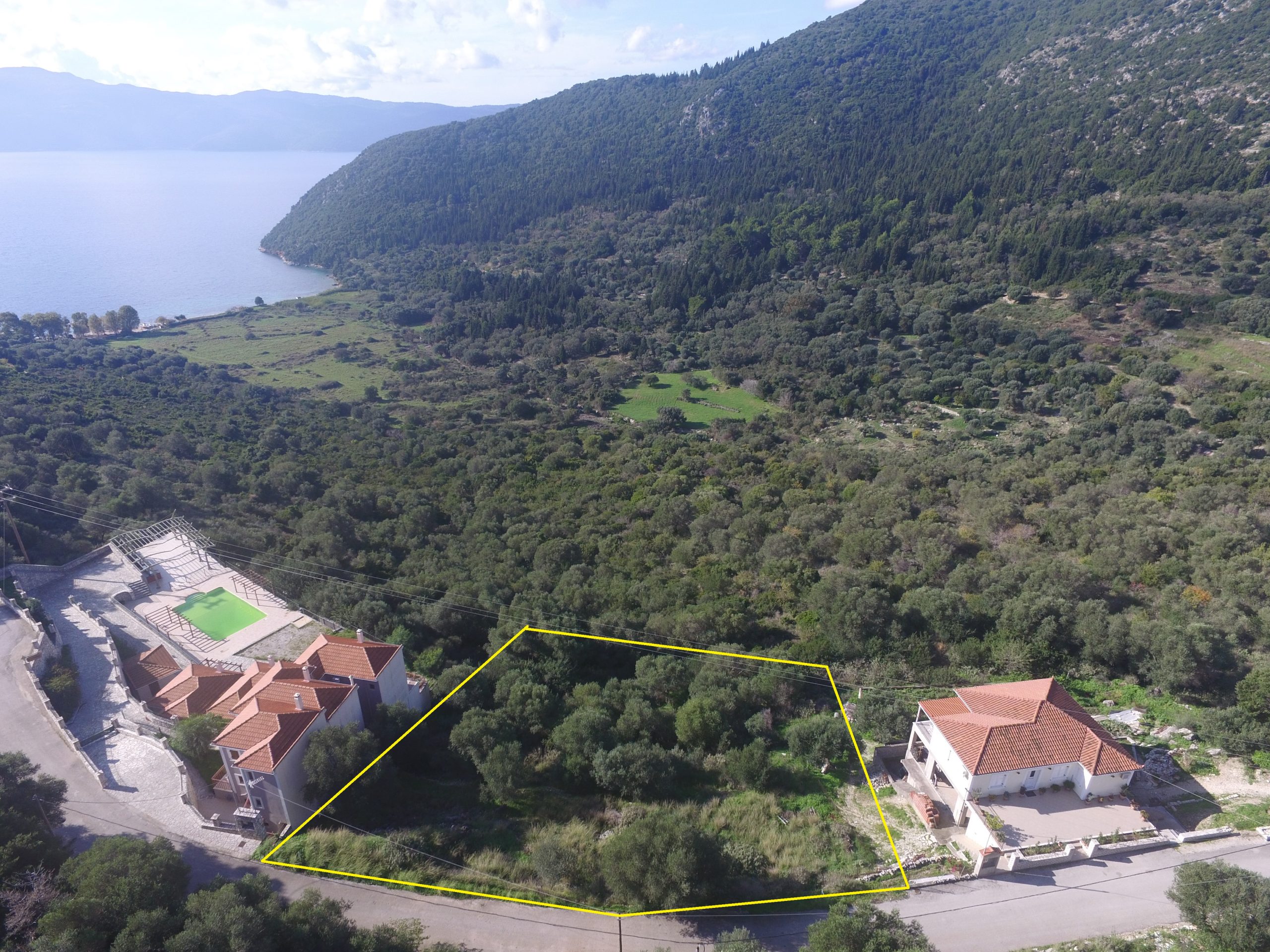 Aerial view of land for sale on Ithaca Greece