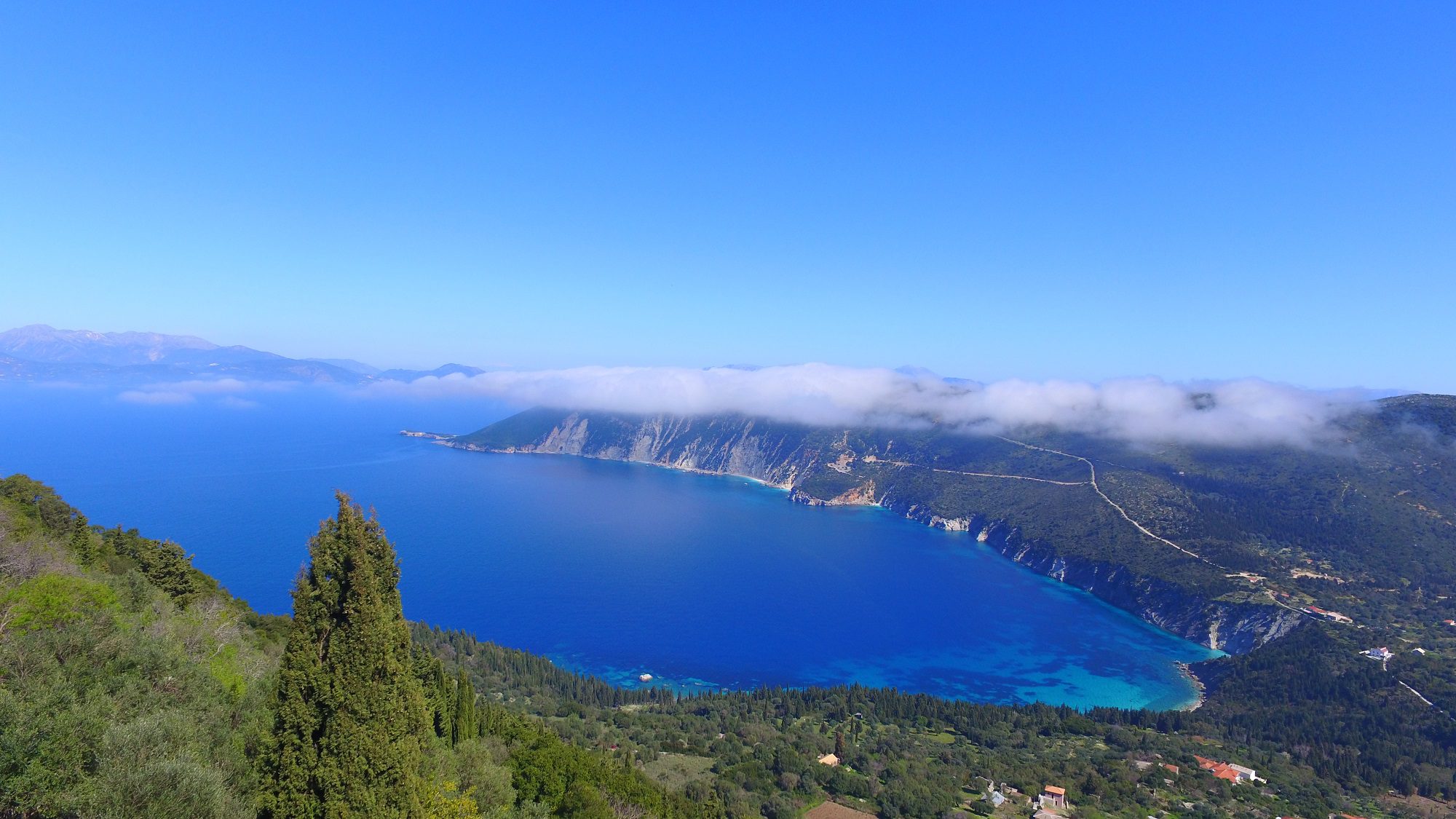 Aerial view of border of land for sale in Ithaca Greece
