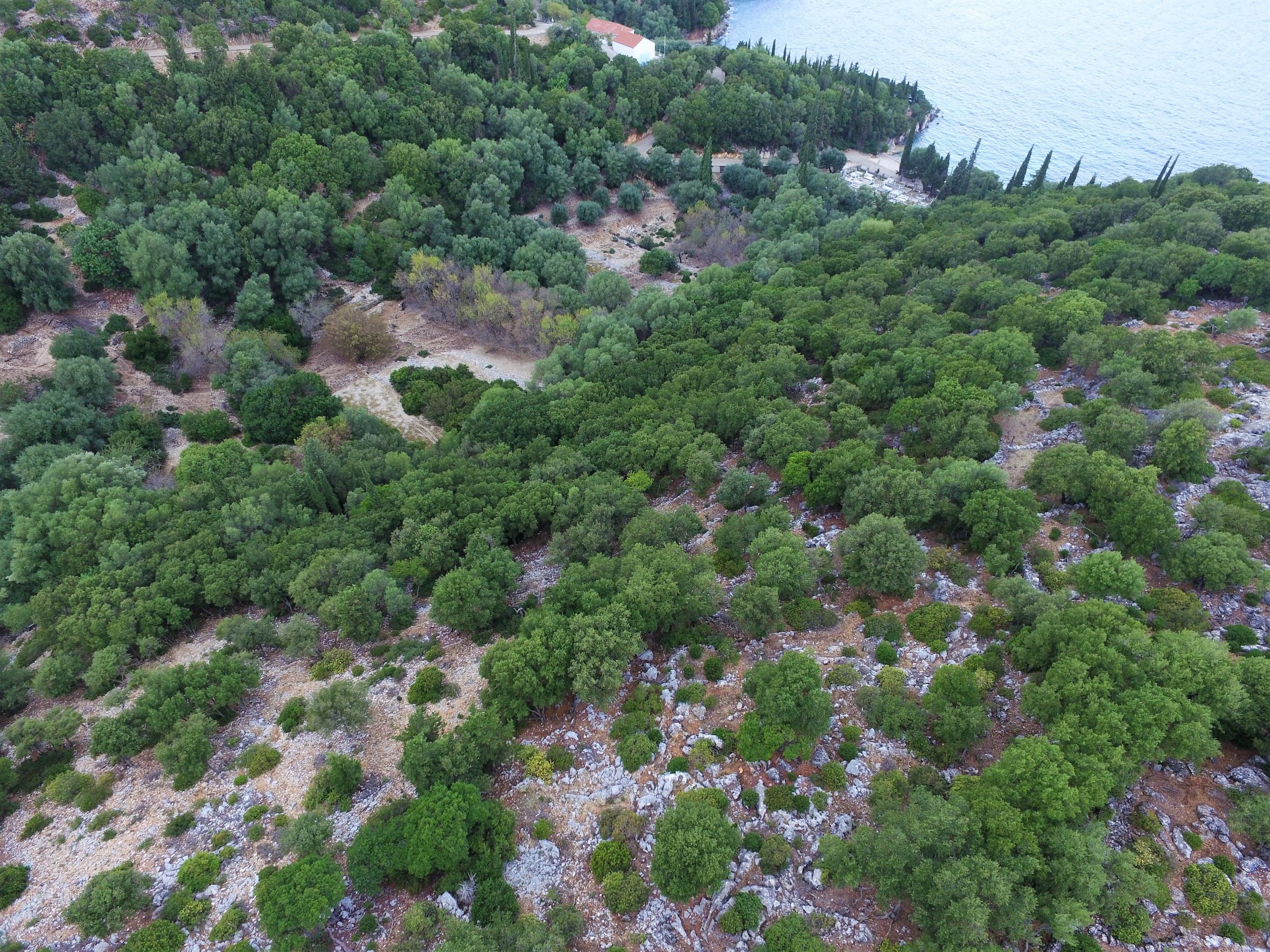 Aerial view of land for sale in Ithaca Greece, Kioni