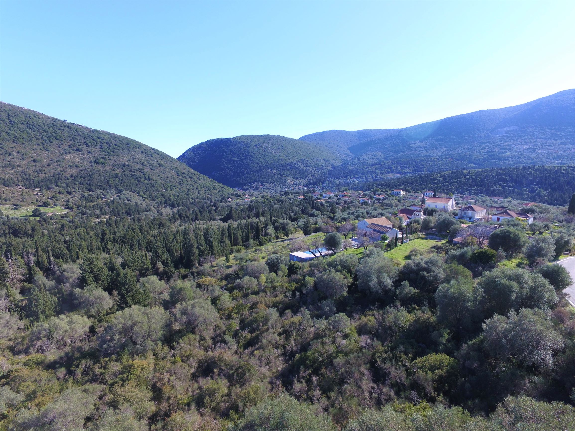 Aerial view of terrain of land for sale Ithaca Greece, Ag. Saranda