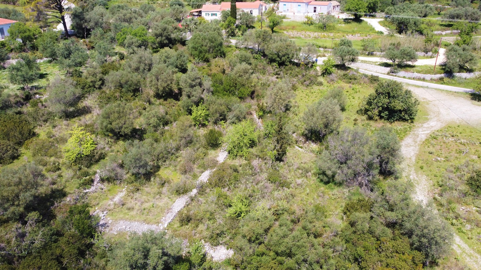 Aerial view of land for sale Ithaca Greece, Lahos