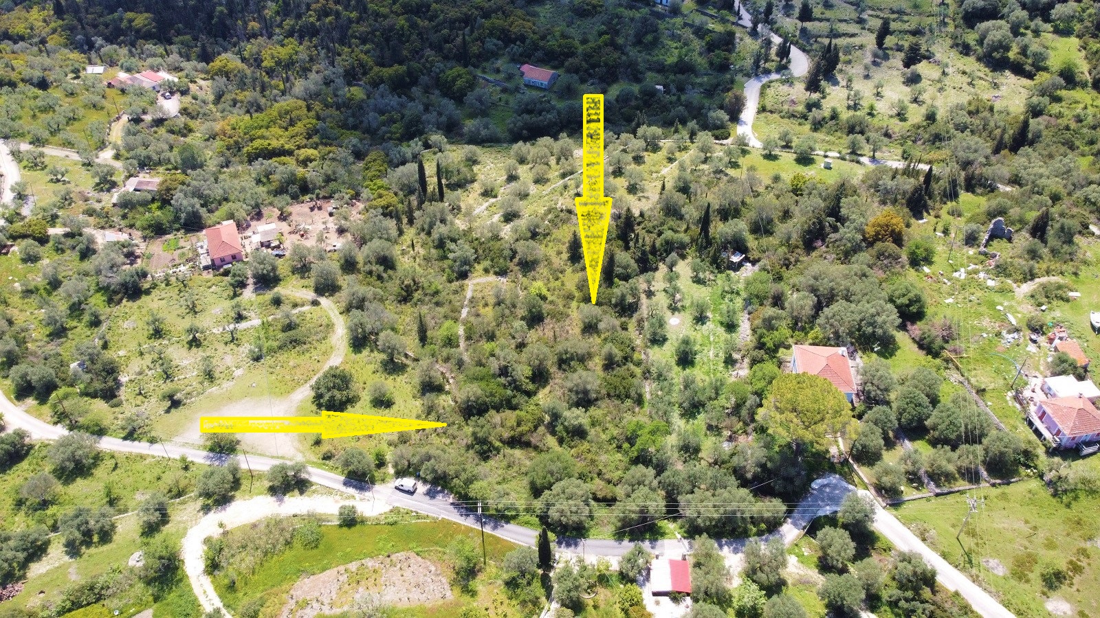 Aerial view of land for sale Ithaca Greece, Lahos