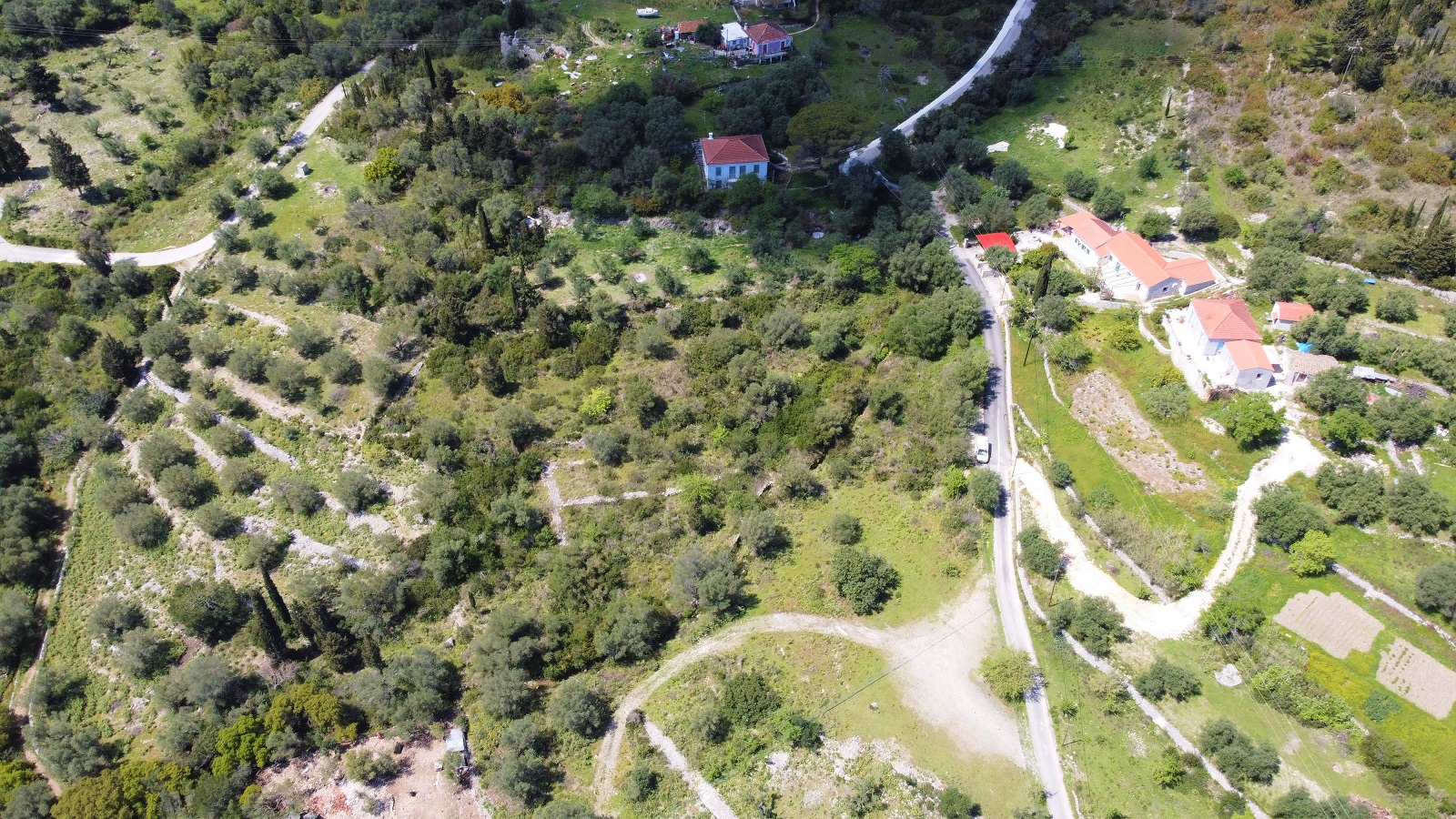Aerial view of land for sale Ithaca Greece, Lahos