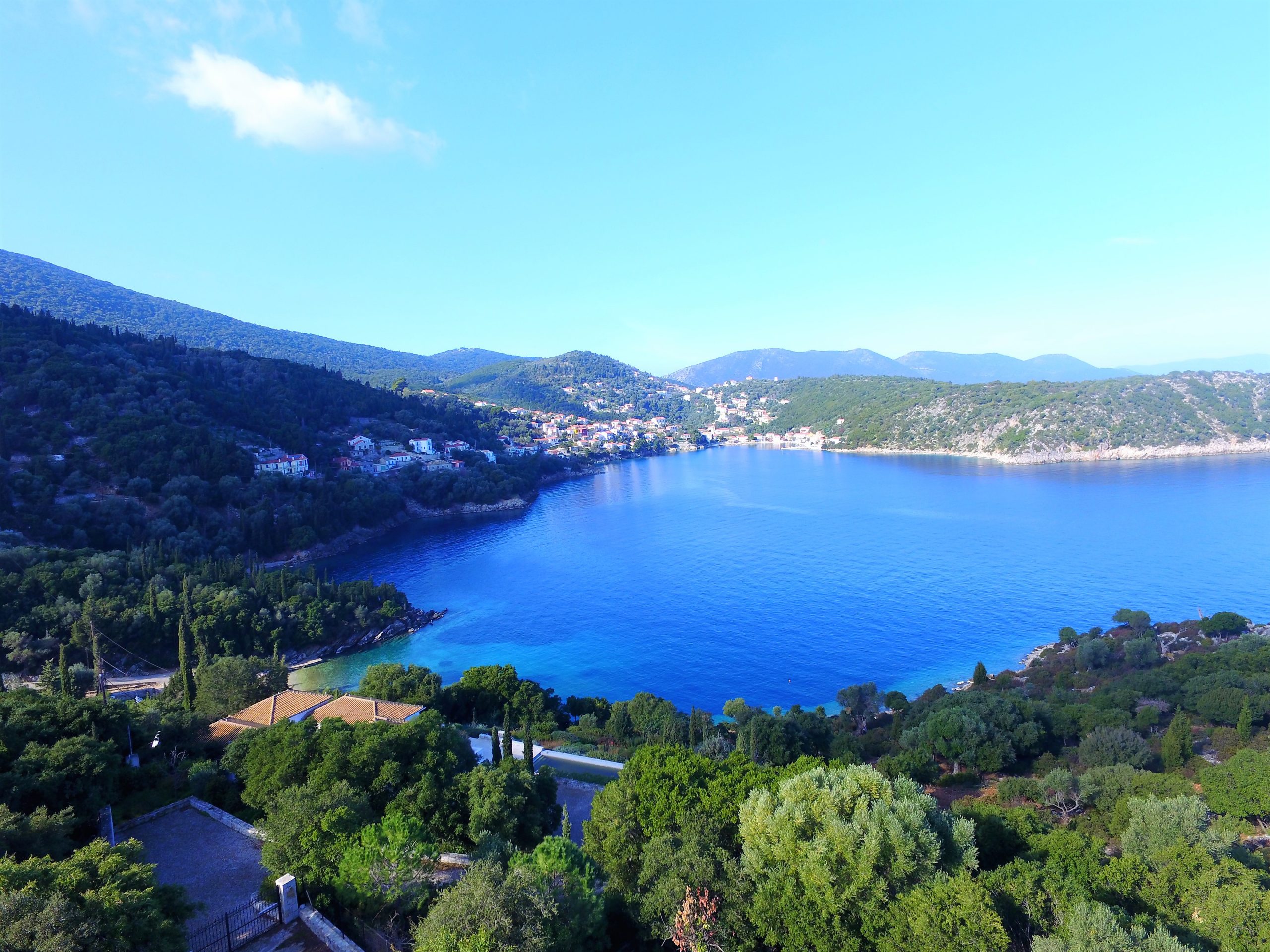 Aerial view of land for sale in Ithaca Greece, Kioni