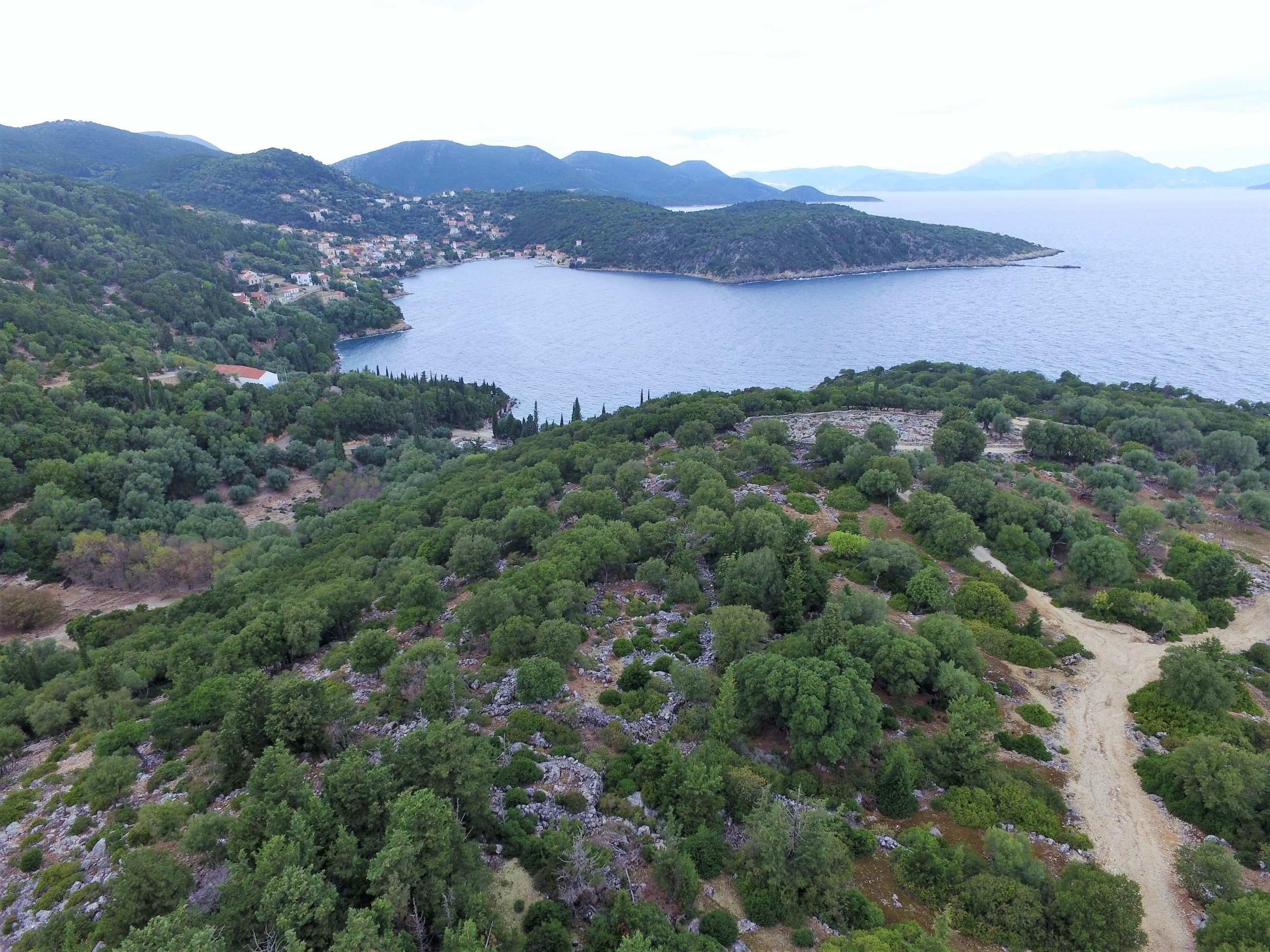 Aerial view of land for sale in Ithaca Greece, Kioni