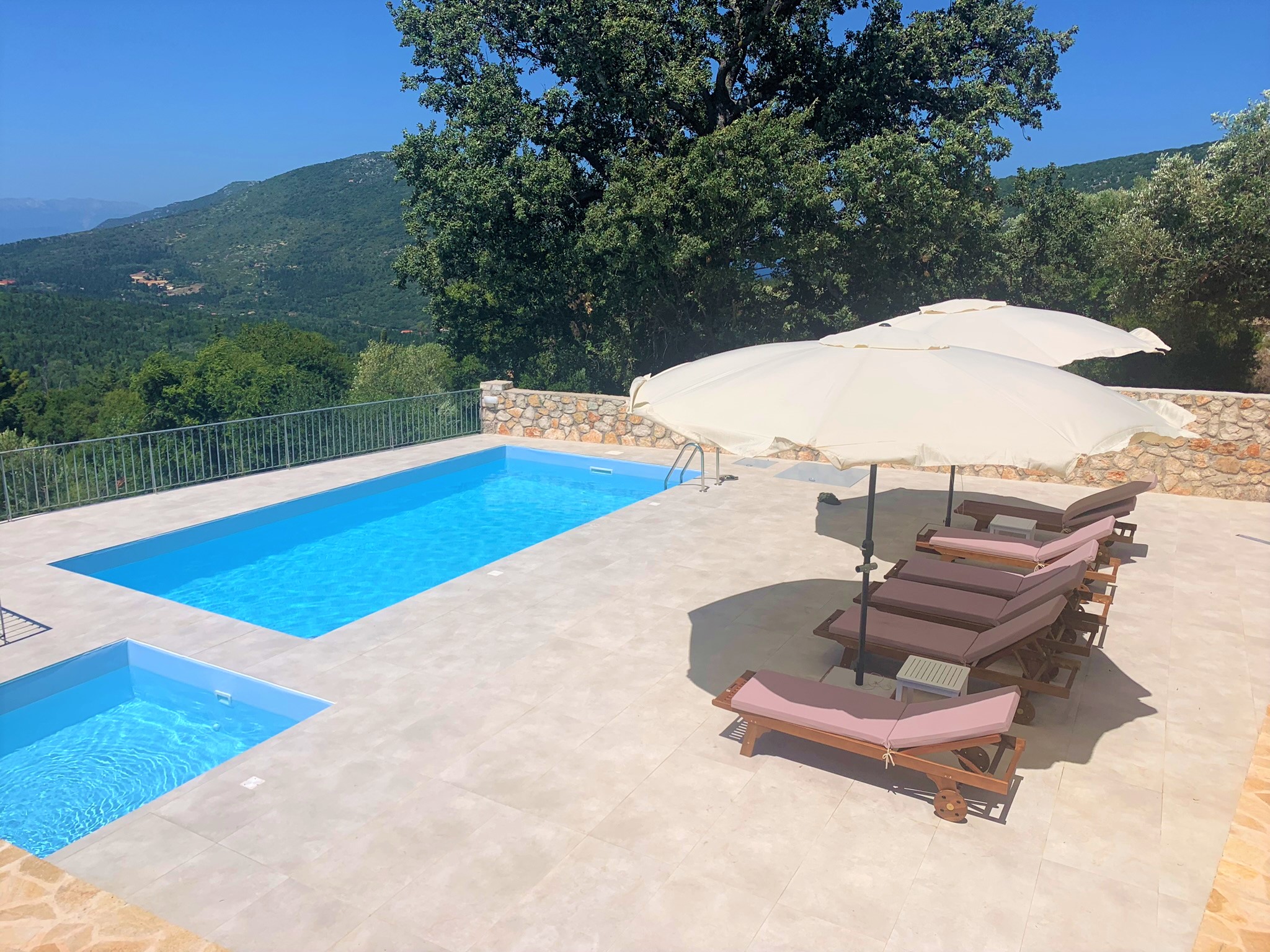 Swimming pools of villa for rent on Ithaca Greece, Stavros
