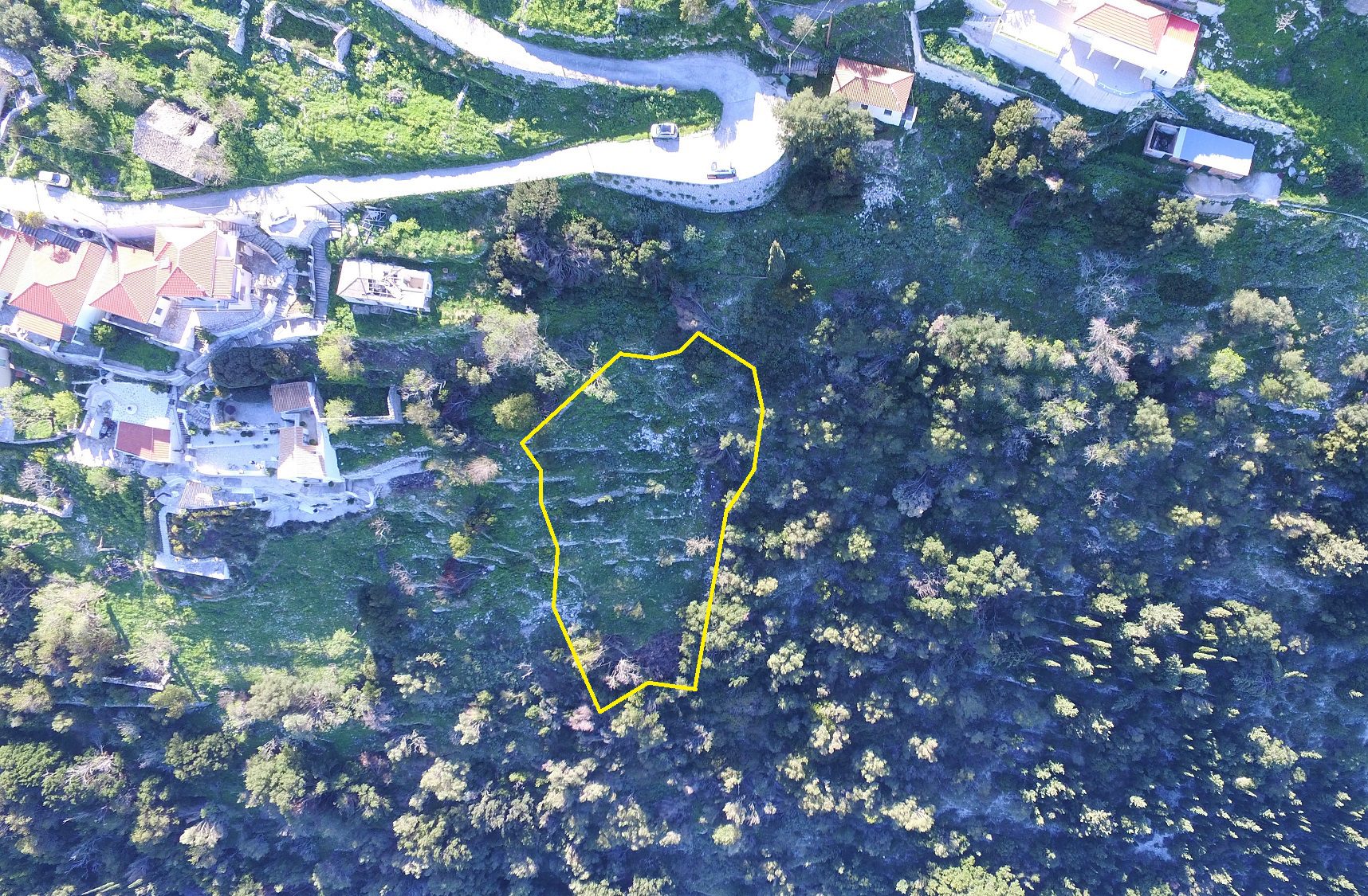 Aerial view and border of land for sale Ithaca Greece, Exoghi