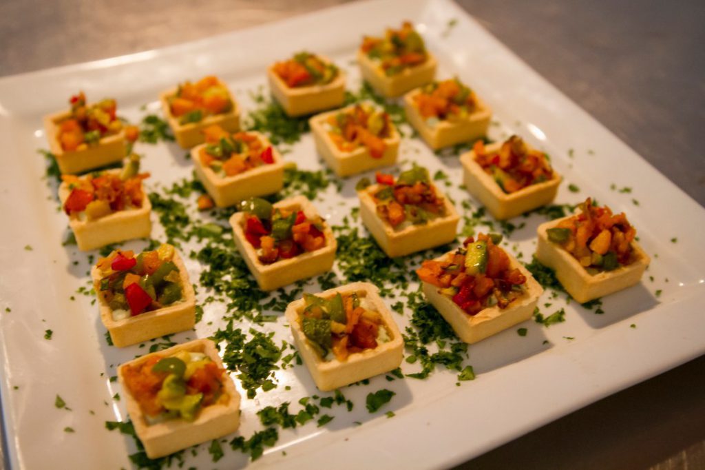 Canape at wedding reception on Ithaca Greece