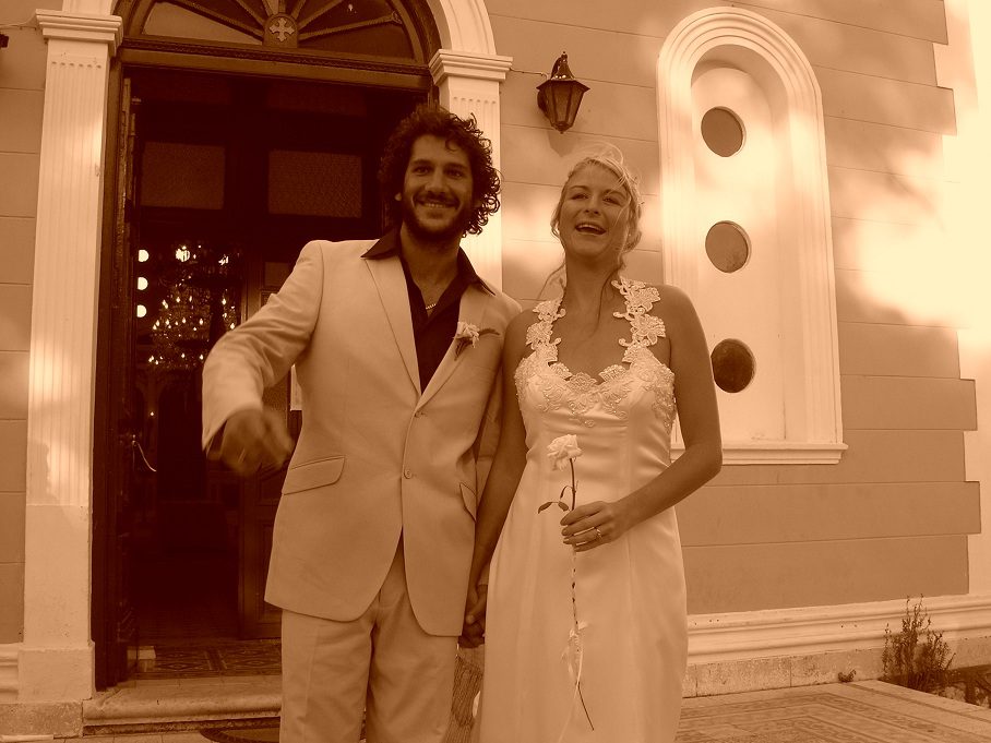 Outside the church, wedding on Ithaca Greece