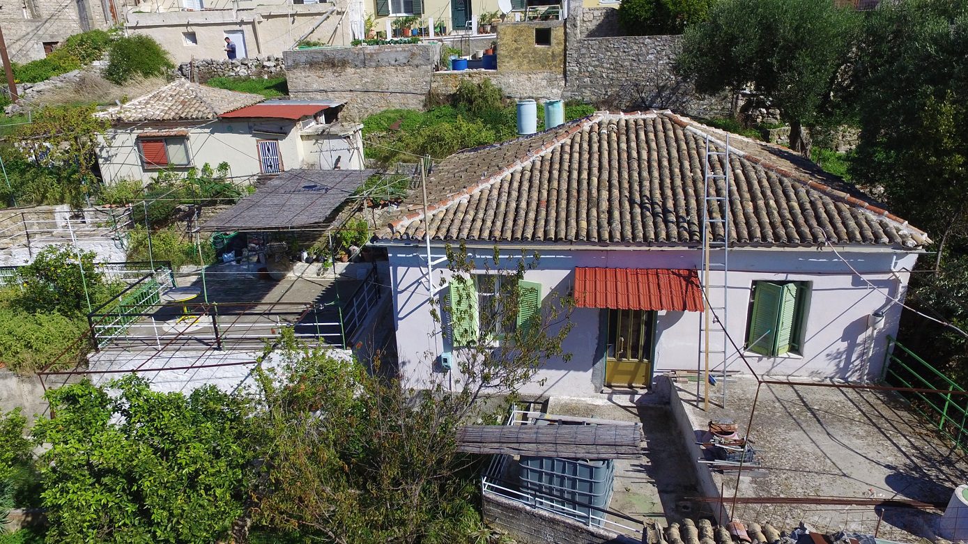 Aerial view of a house for sale Ithaca Greece Vathi
