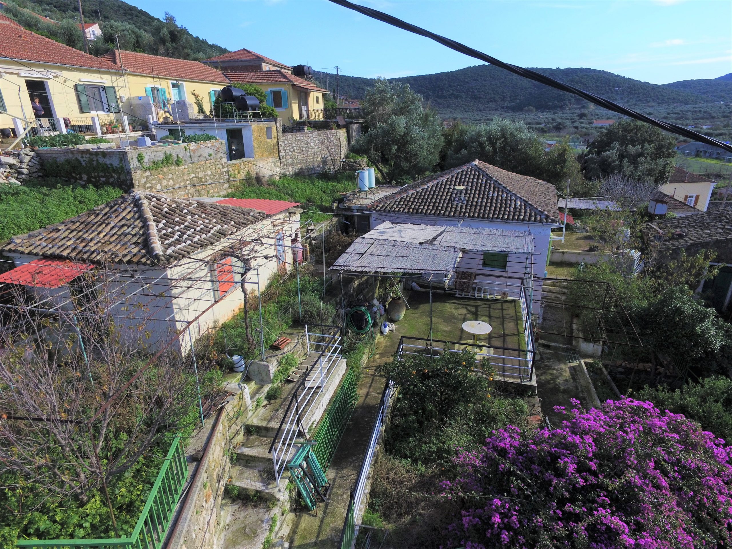 Aerial view of house for sale in Ithaca Greece, Vathi