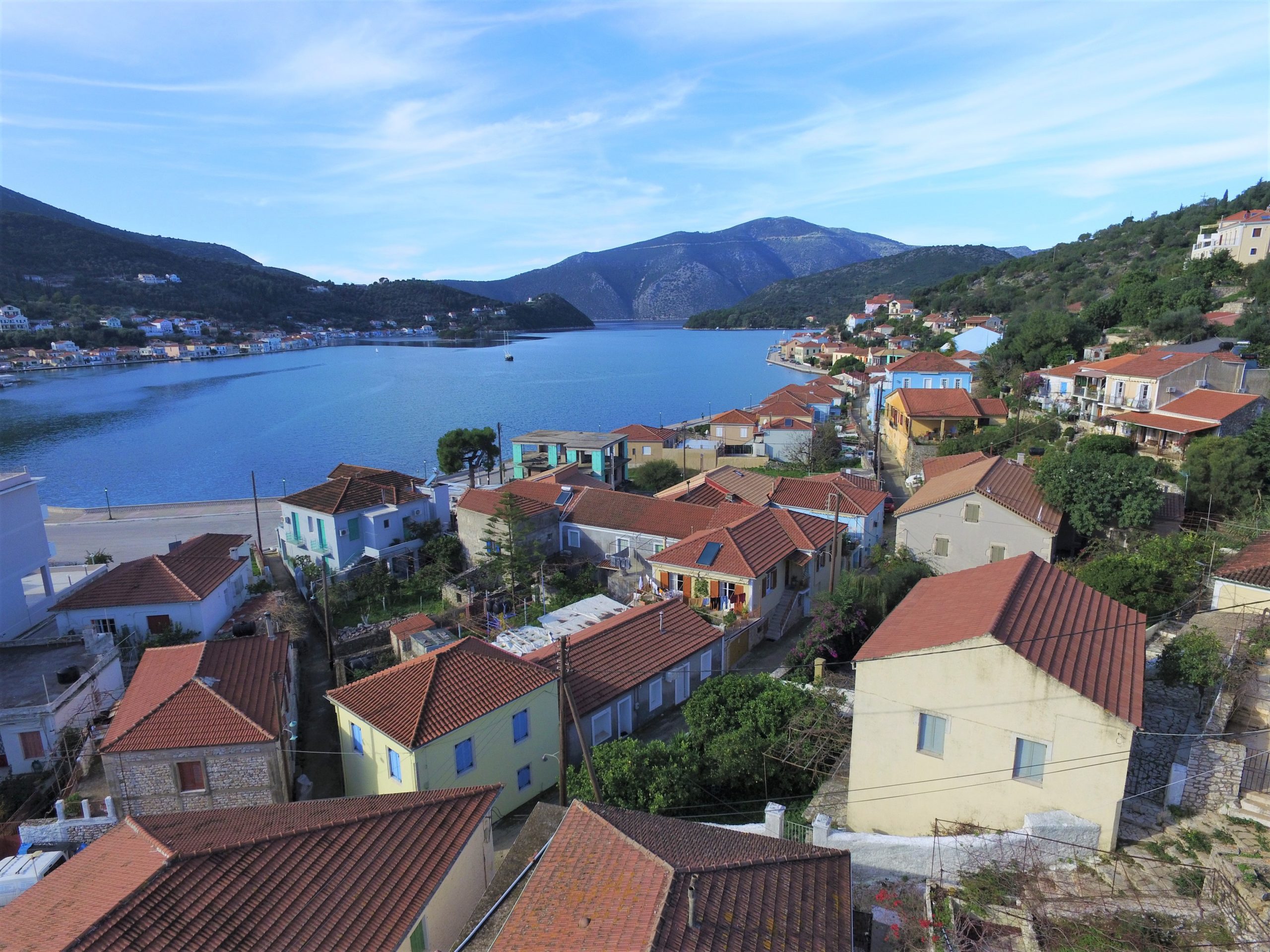 Aerial view of house for sale in Ithaca Greece, Vathi
