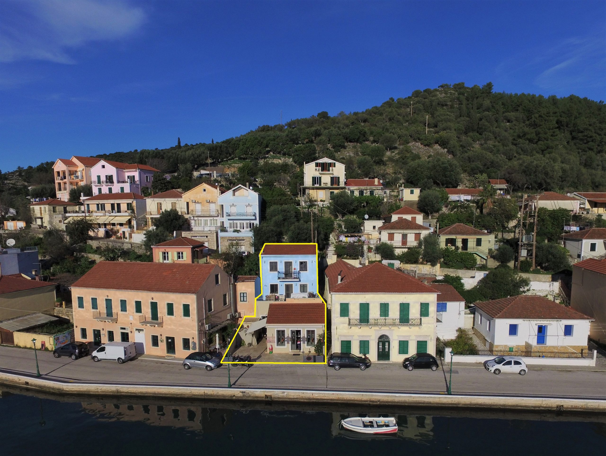 Aerial view entire property for sale in Ithaca Greece, Vathi
