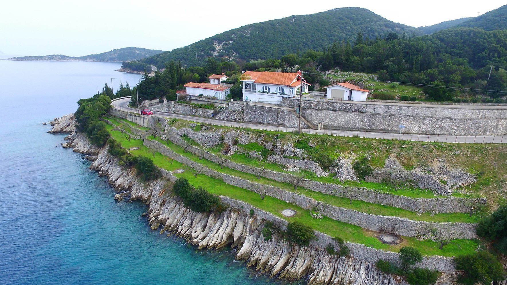 Aerial view of house for rent Ithaca Greece, Frikes