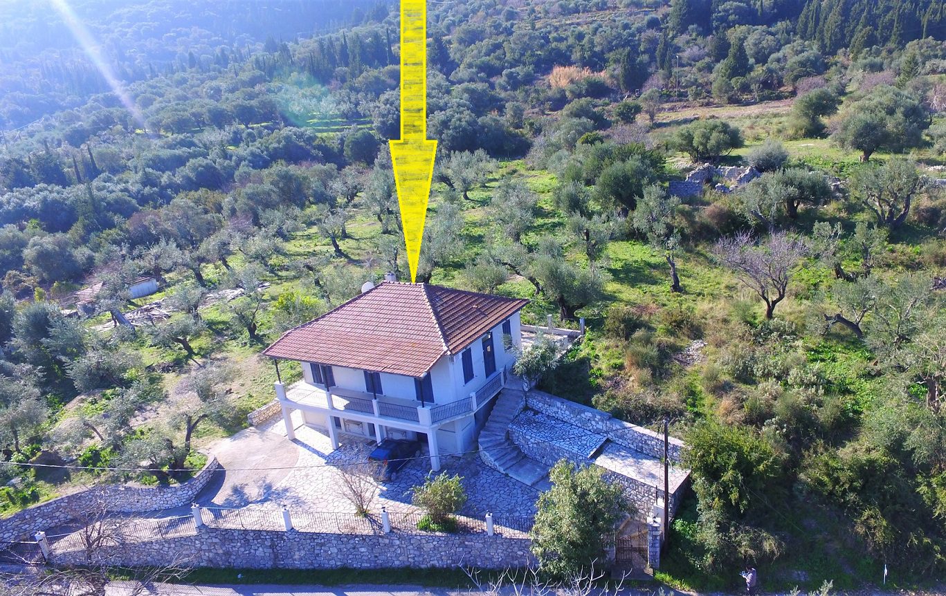 Aerial view of house for rent in Ithaca Greece, Kolleri