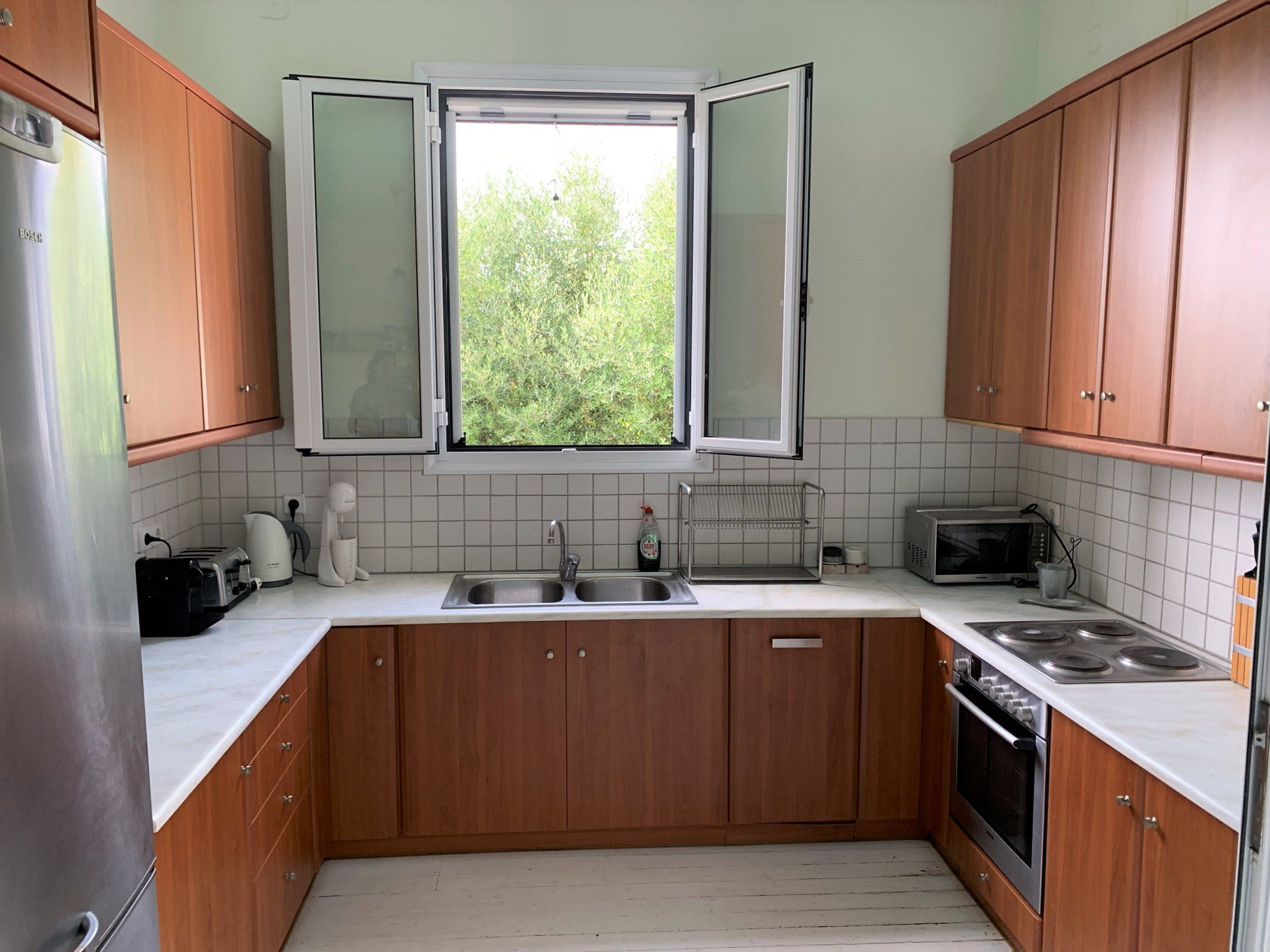Kitchen area of holiday house for rent on Ithaca Greece, Kolleri