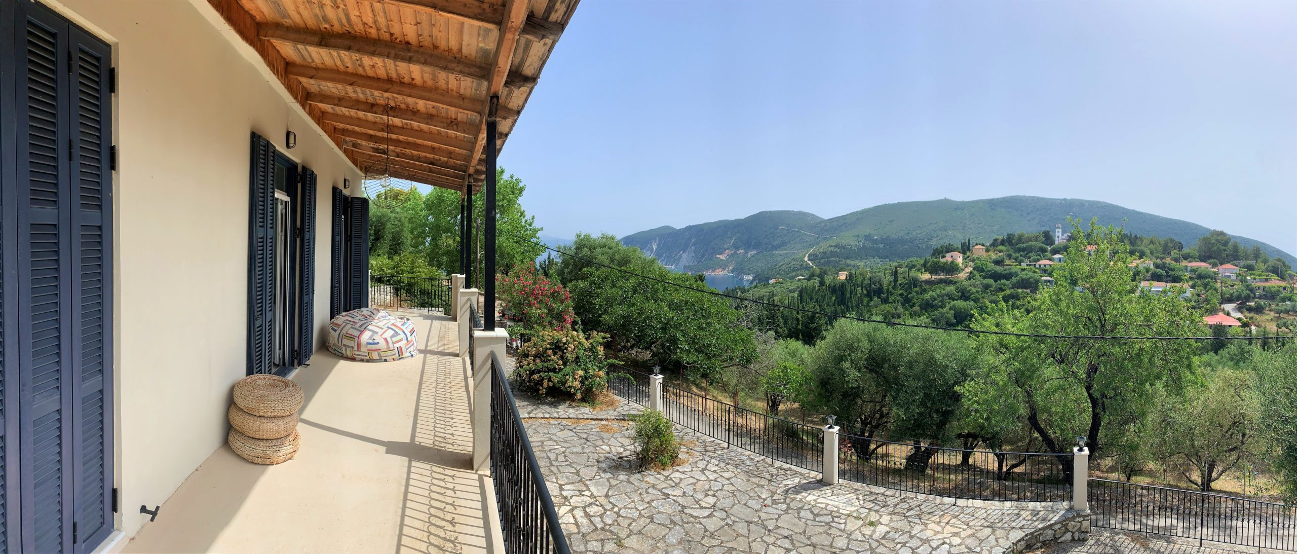 Balcony of holiday house for rent on Ithaca Greece, Kolleri