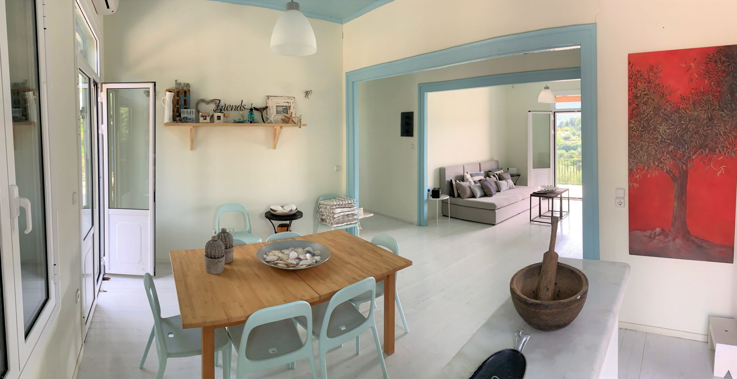 Living room area of holiday house for rent on Ithaca Greece, Kolleri