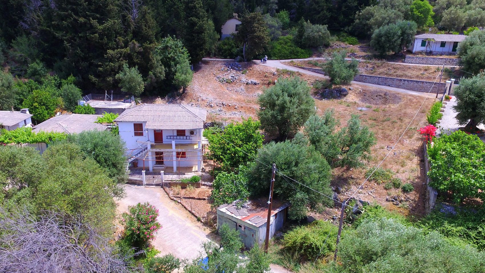 Aerial view of house for sale in Ithaca Greece, Lefki