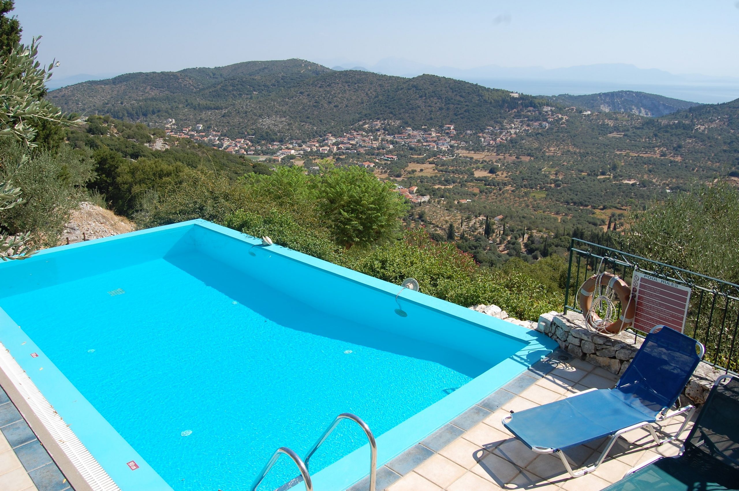 Swimming pool and views of house for sale in Ithaca Greece, Perachori