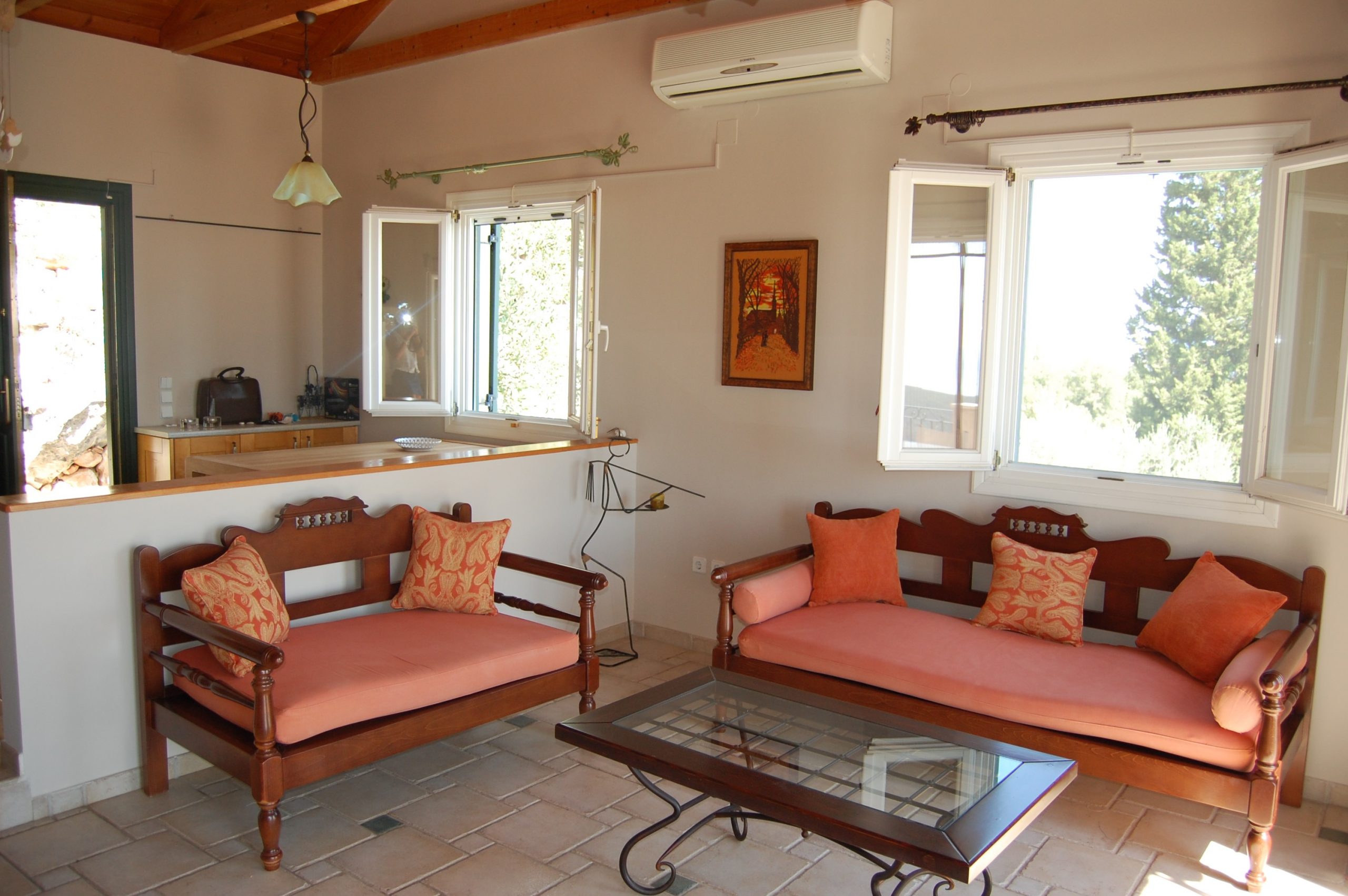 Living area of villa with pool for sale in Ithaca Greece, Perachori