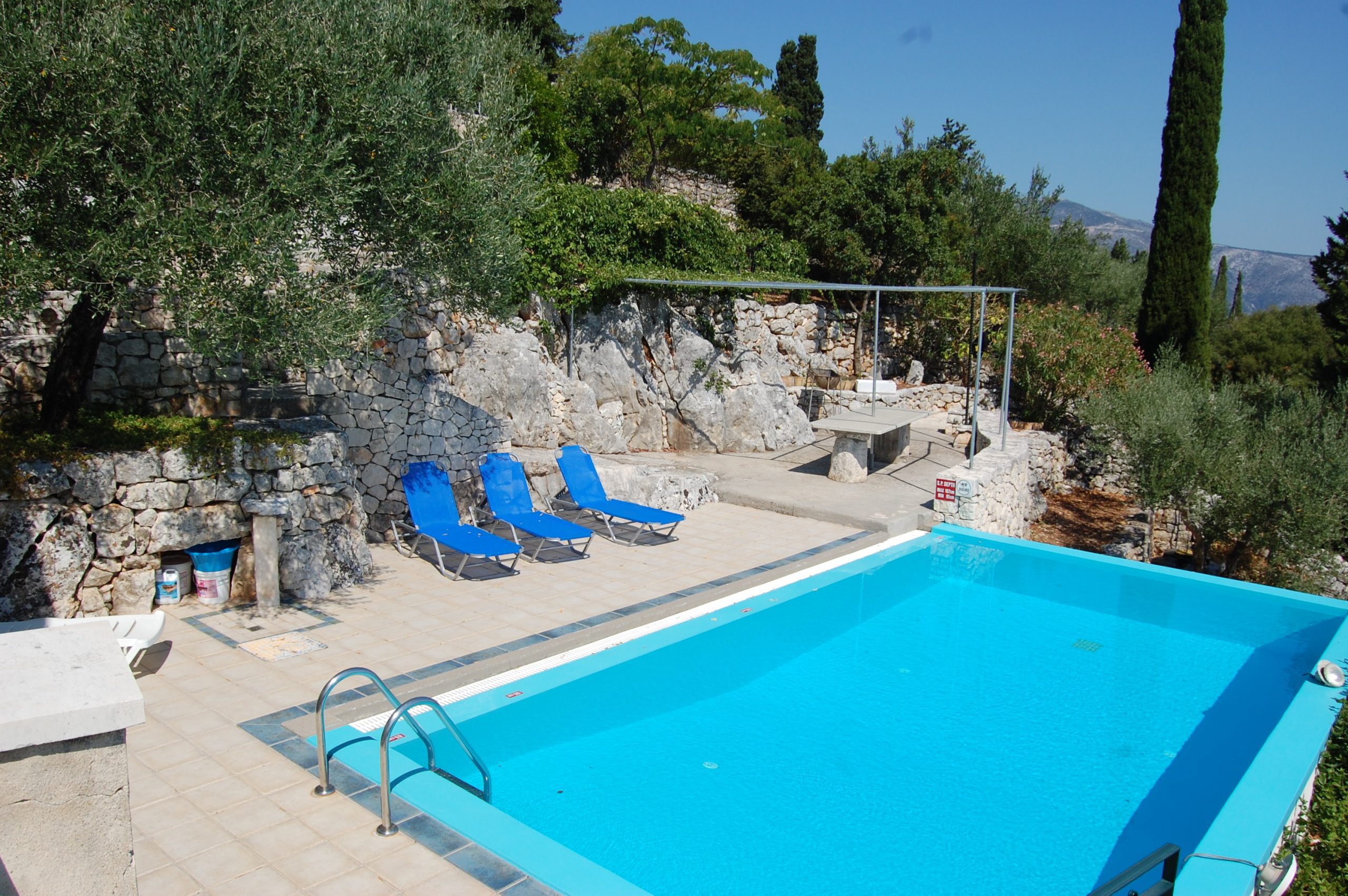 Swimming pool of house for sale in Ithaca Greece, Perachori