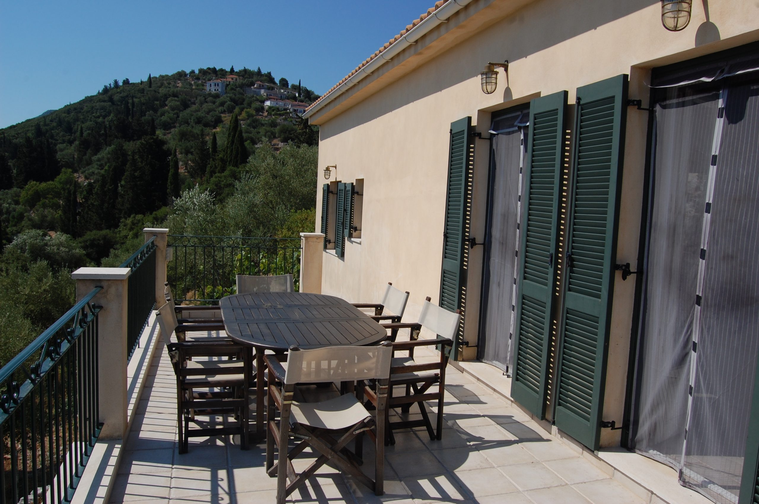 Balcony of villa with pool for sale in Ithaca Greece, Perachori