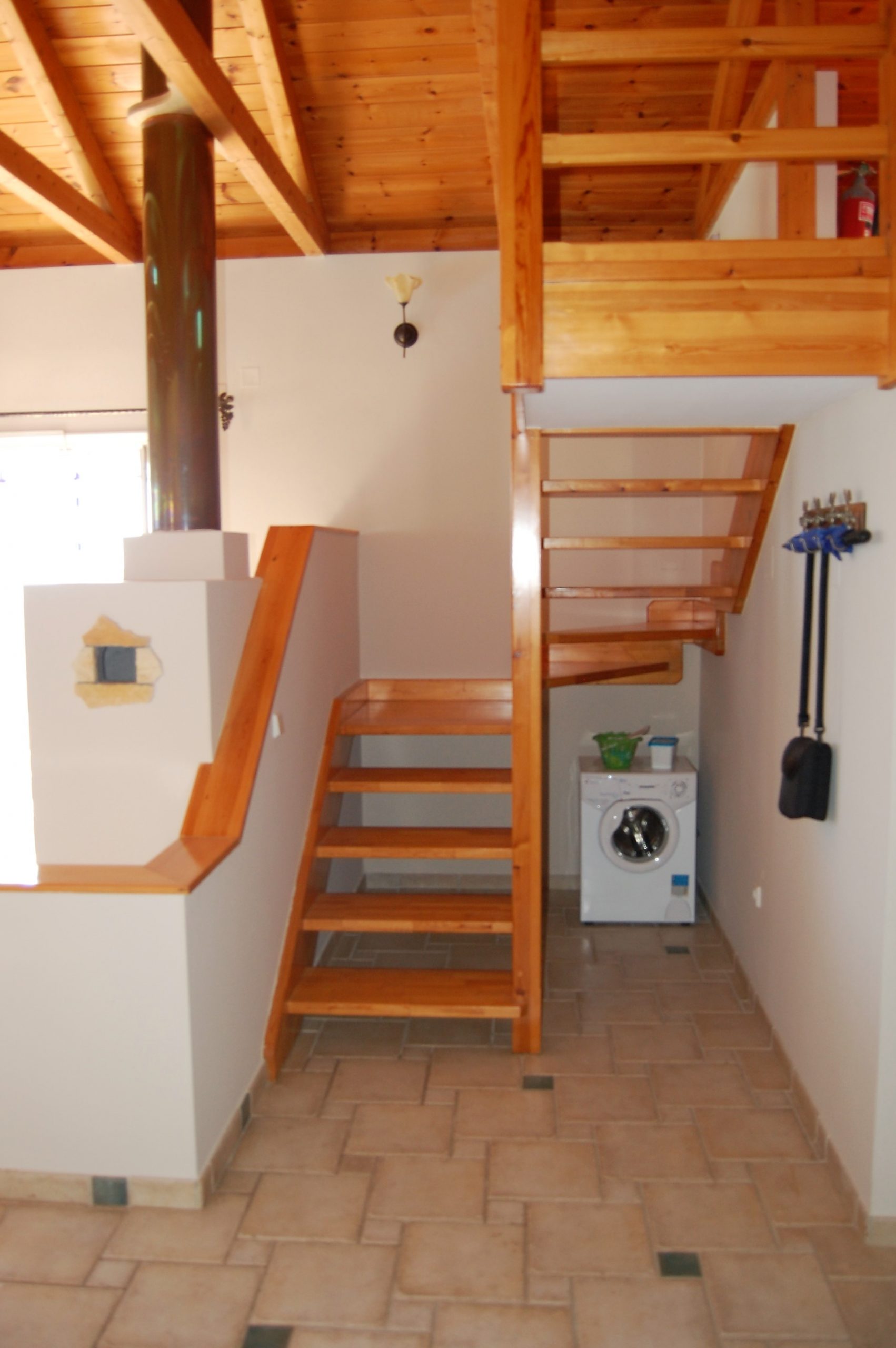 Internal stairs of villa with pool for sale in Ithaca Greece, Perachori