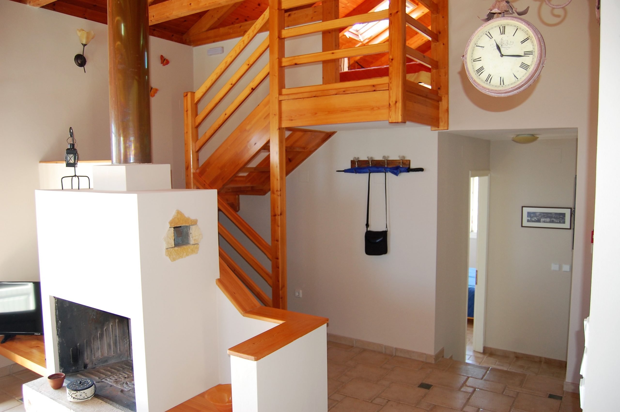 Internal stairs and open fire of house for sale in Ithaca Greece, Perachori