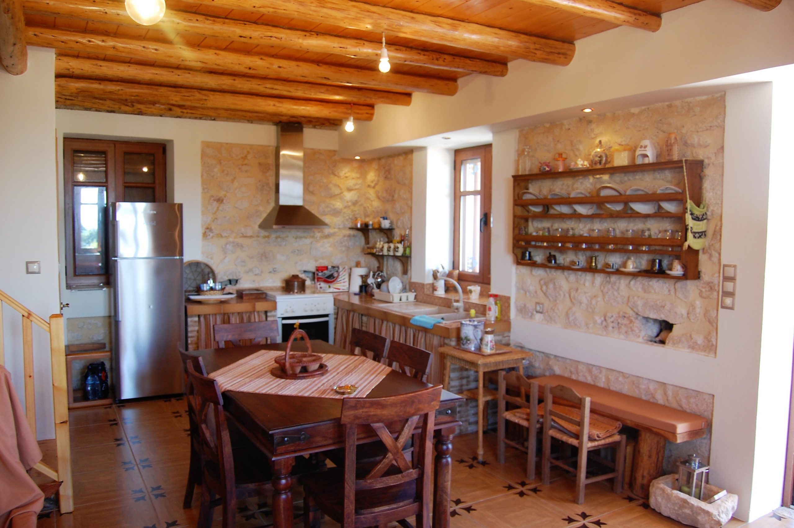 Kitchen of stone house for rent Ithaca Greece