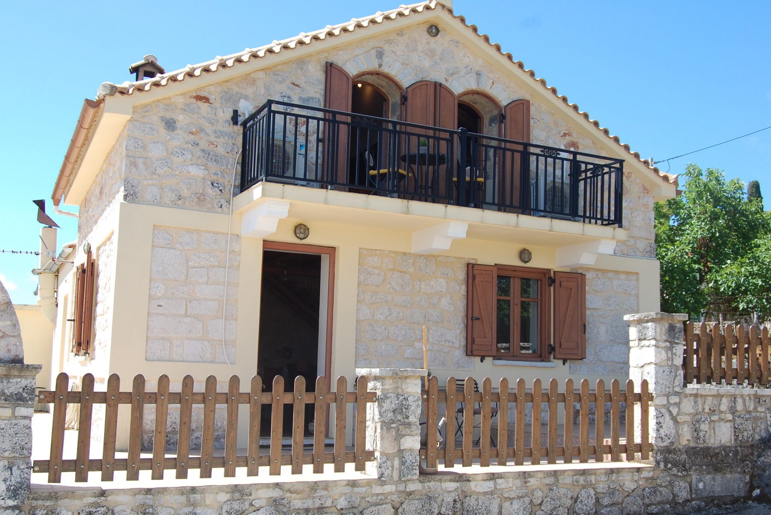 Front entrance of stone house for rent Ithaca Greece