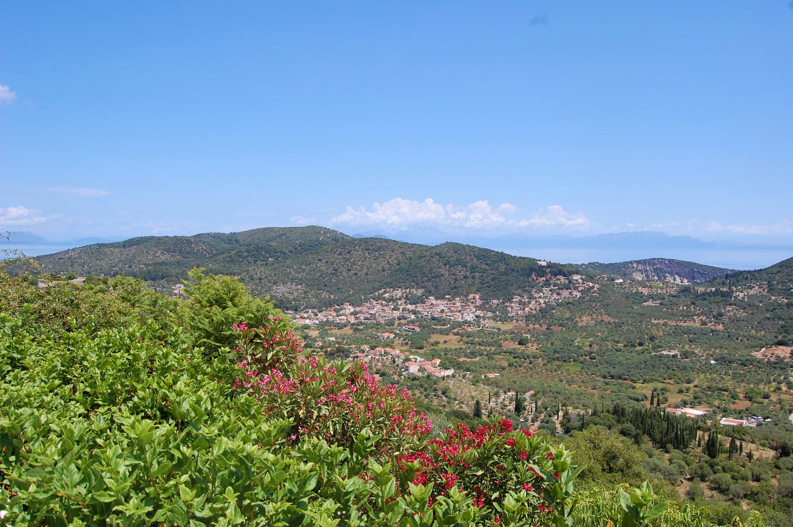 Mountain landscape view of house for sale Ithaca Greece