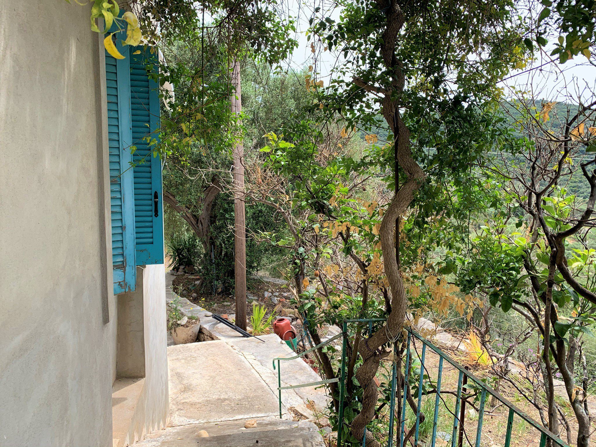 Front door view of house for sale in Ithaca Greece Vathi