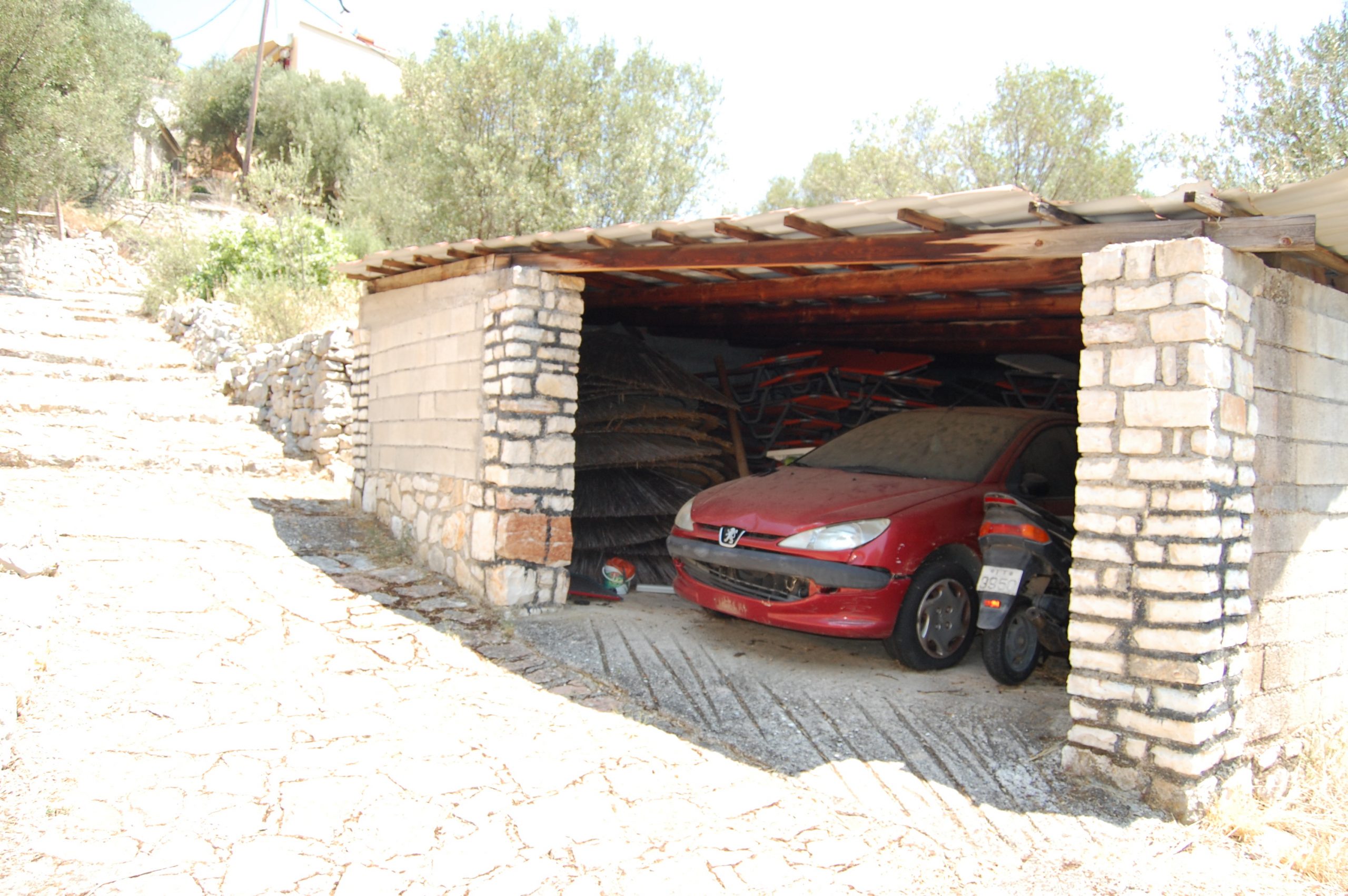 Exterior garage of house for sale in Ithaca Greece Vathi