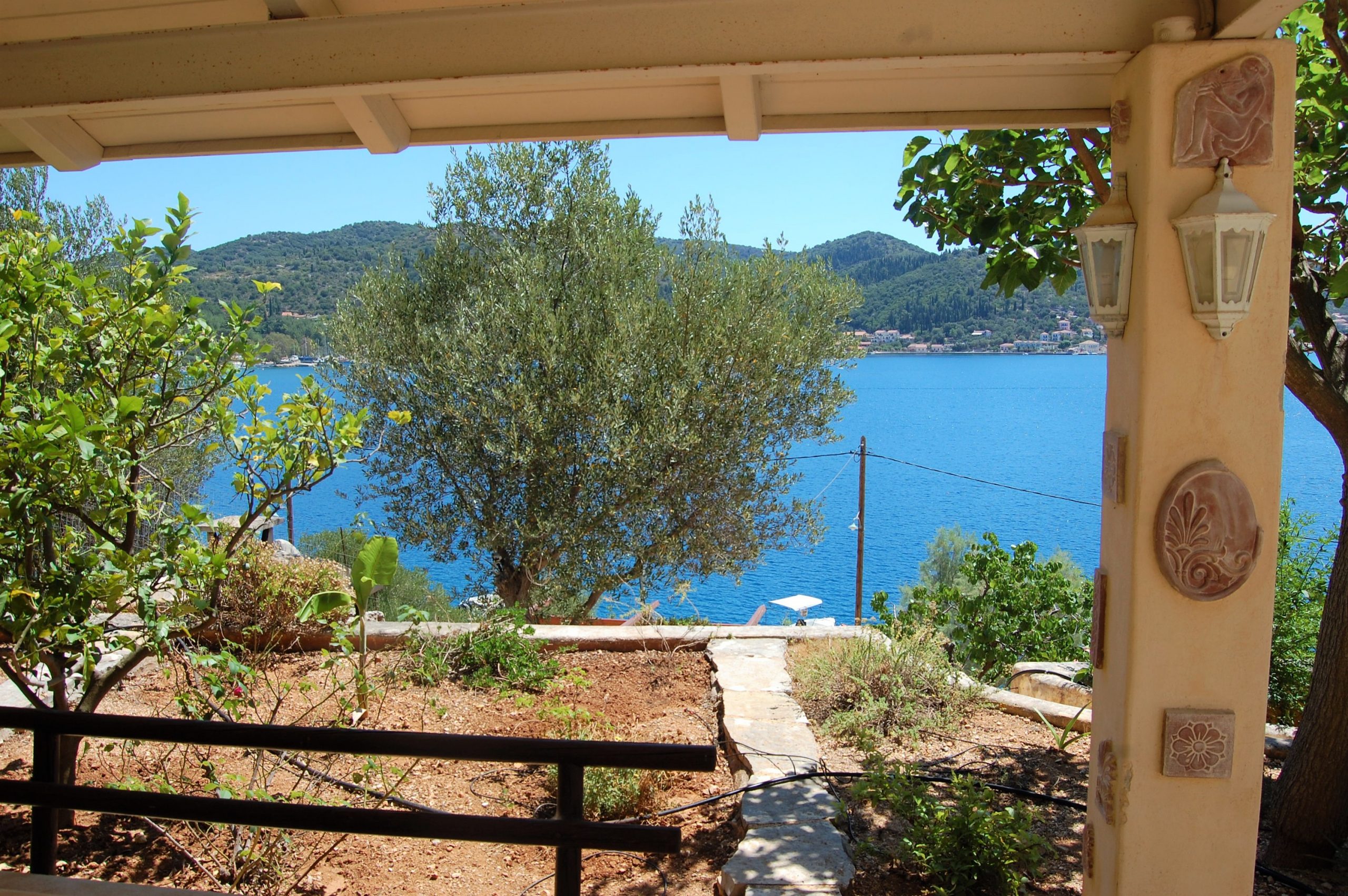 Bay view of Vathi harbour from a rental property in Ithaca Greece