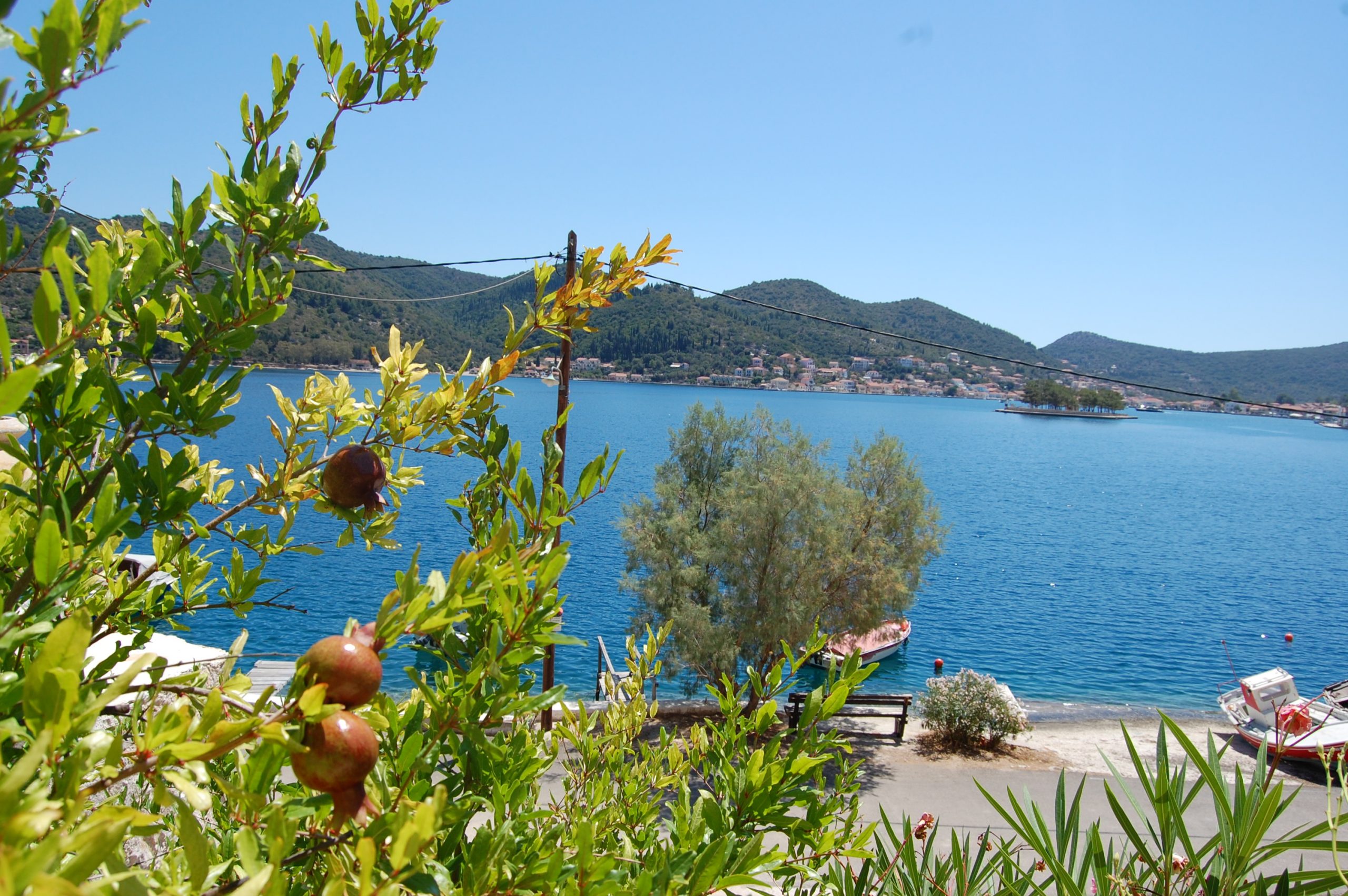 Bay view of Vathi harbour from a rental property in Ithaca Greece